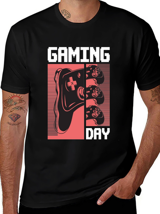 Gaming Day Pixel Art Black T-Shirt