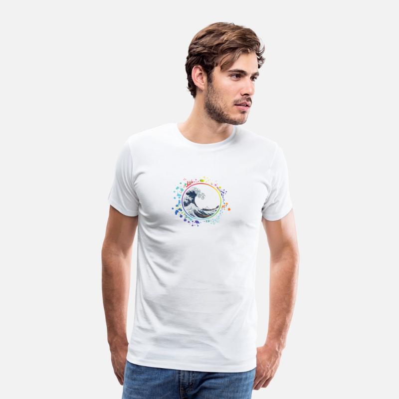 Hokusai Wave Colored Thin Circle Splash