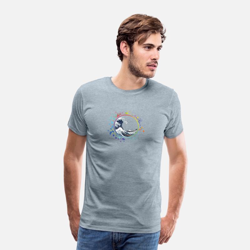 Hokusai Wave Colored Thin Circle Splash