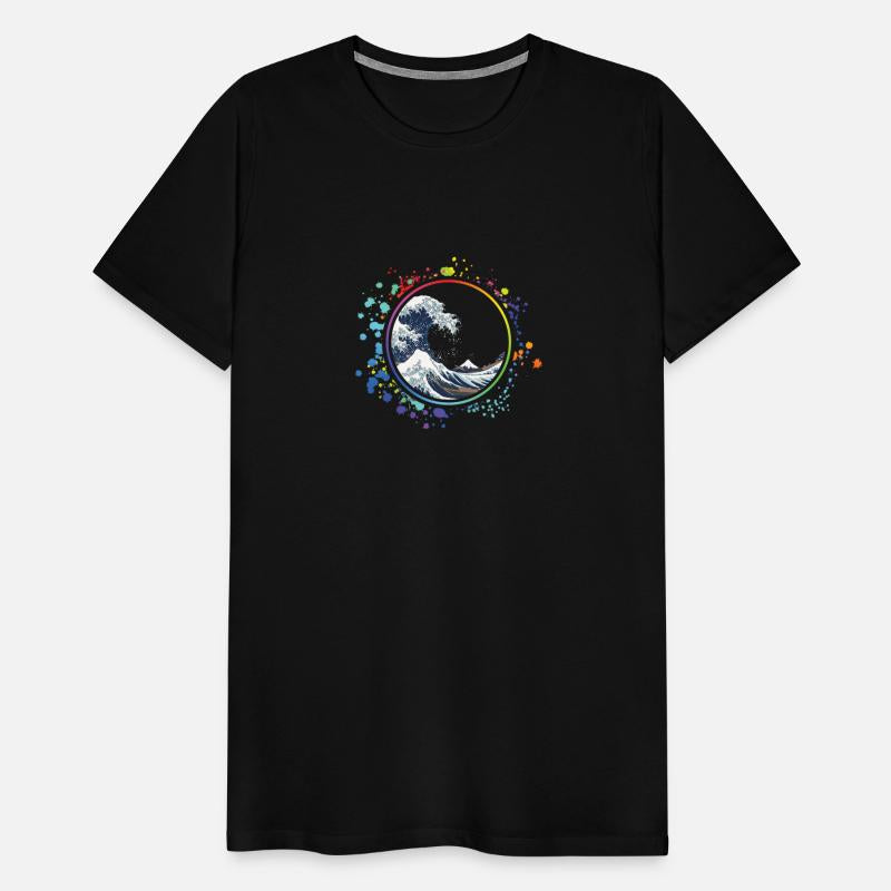 Hokusai Wave Colored Thin Circle Splash