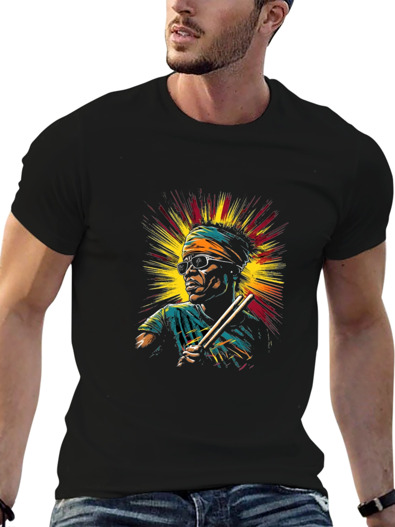 Cool Drummer Graphic Black Tee