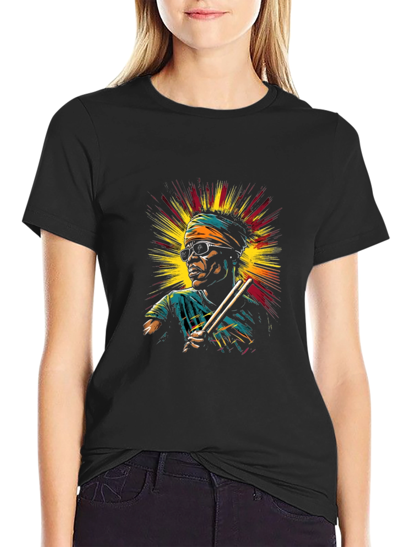 Cool Drummer Graphic Black Tee