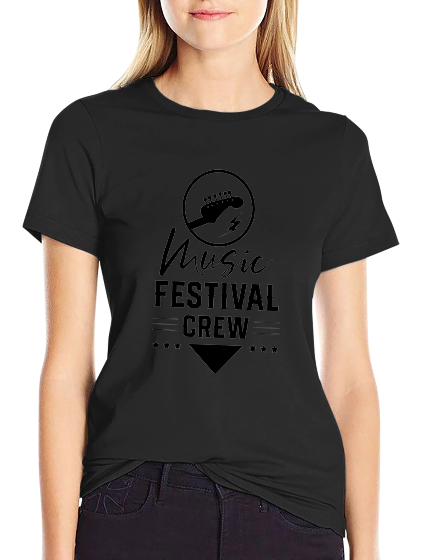 Music Festival Crew T-Shirt - Black Graphic Tee