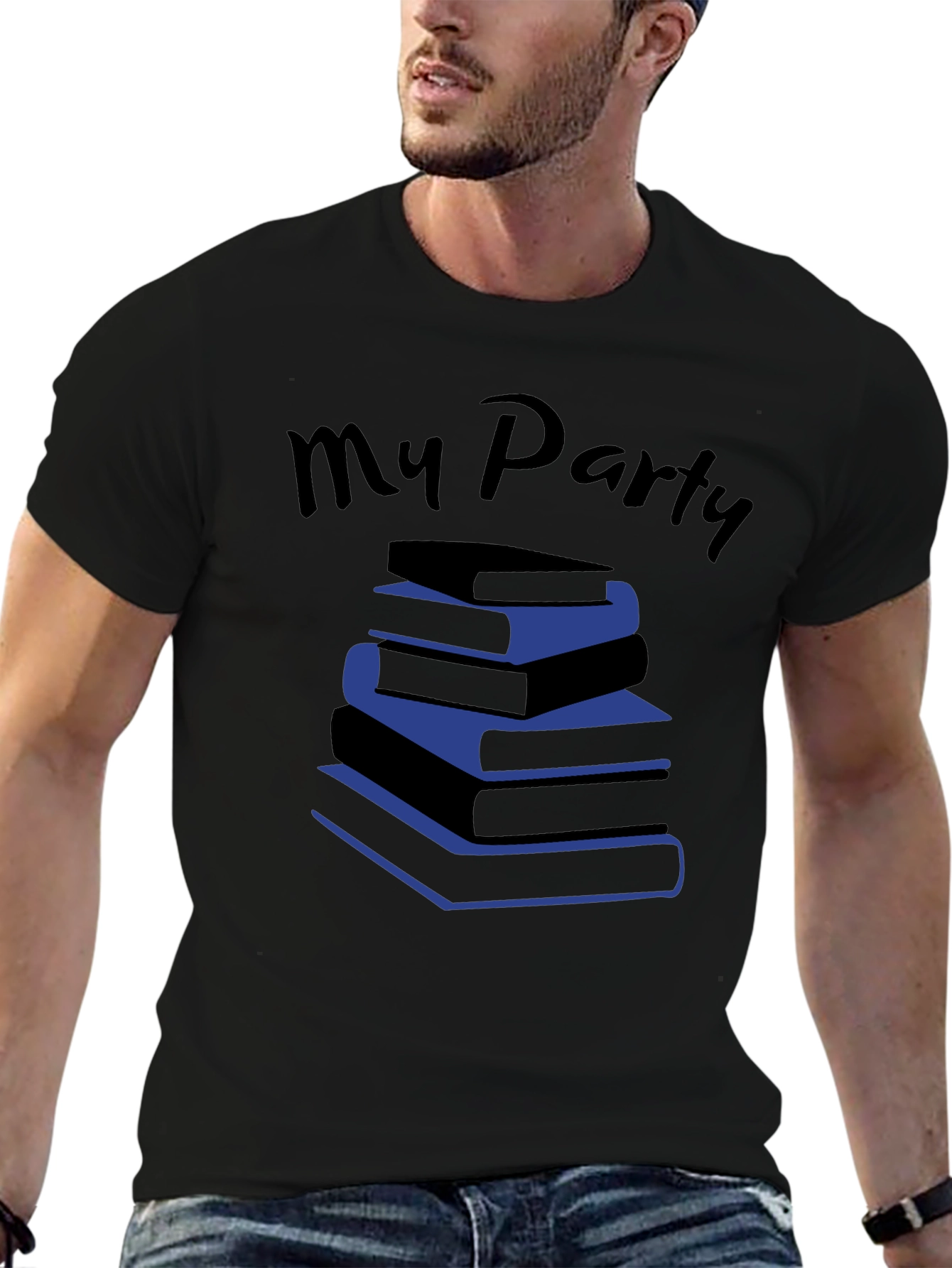 Book Lover T-Shirt - My Party Stacked Books