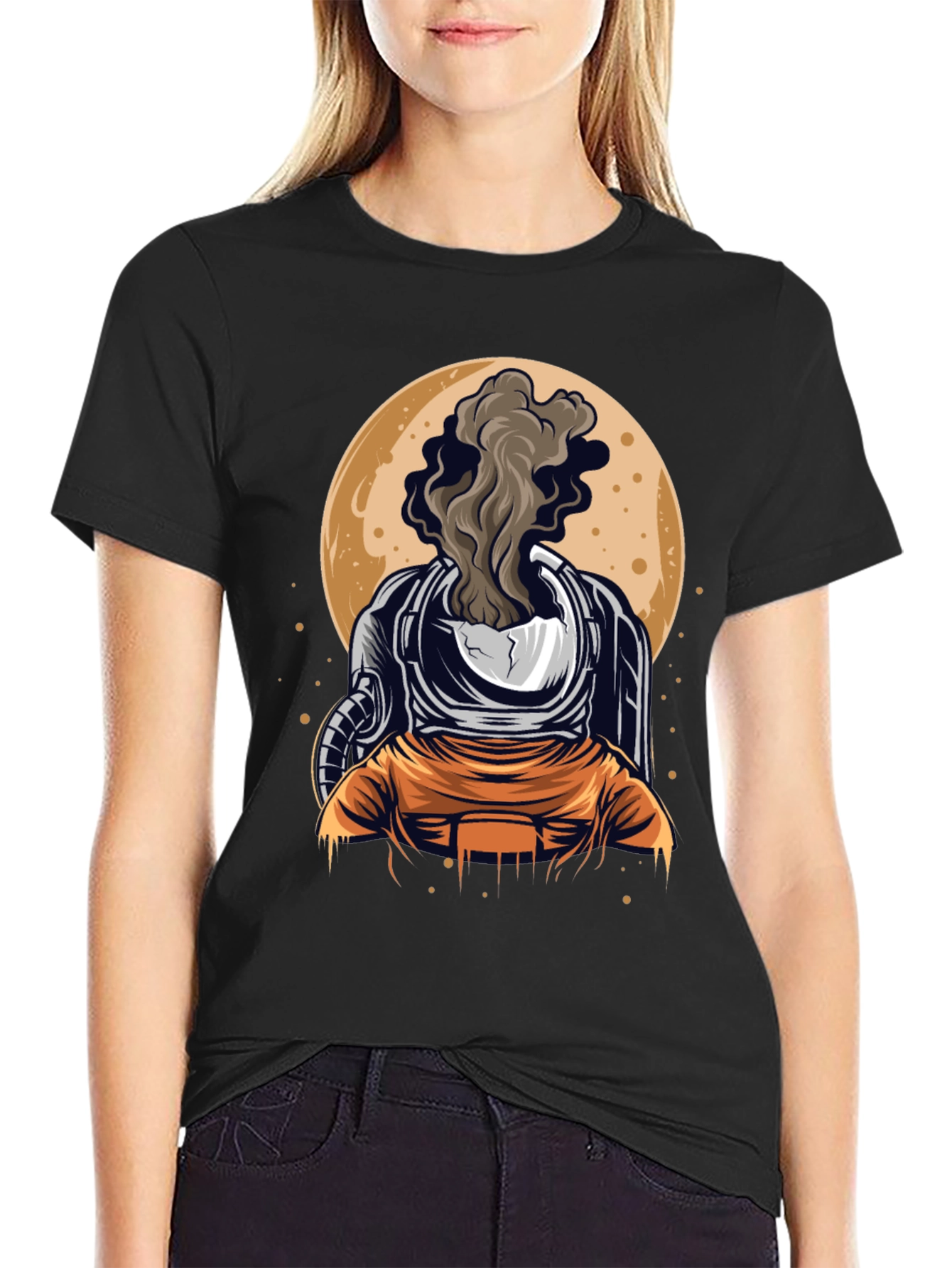 Astronaut Smoke Graphic Print T-Shirt