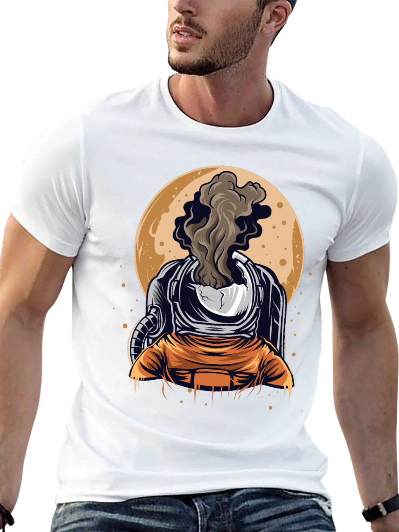 Astronaut Smoke Graphic Print T-Shirt