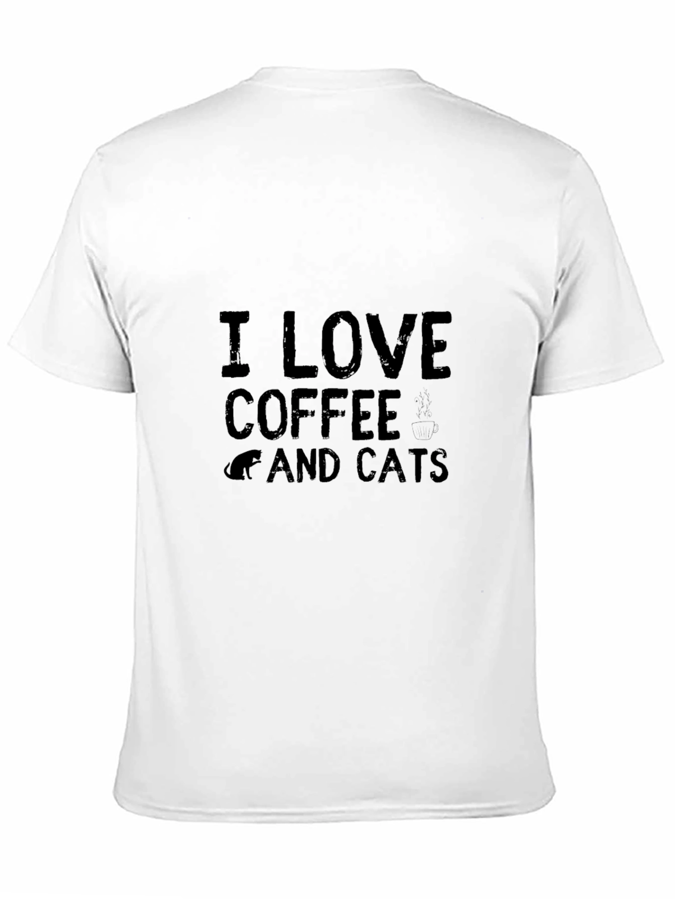 I Love Coffee and Cats T-Shirt - Black