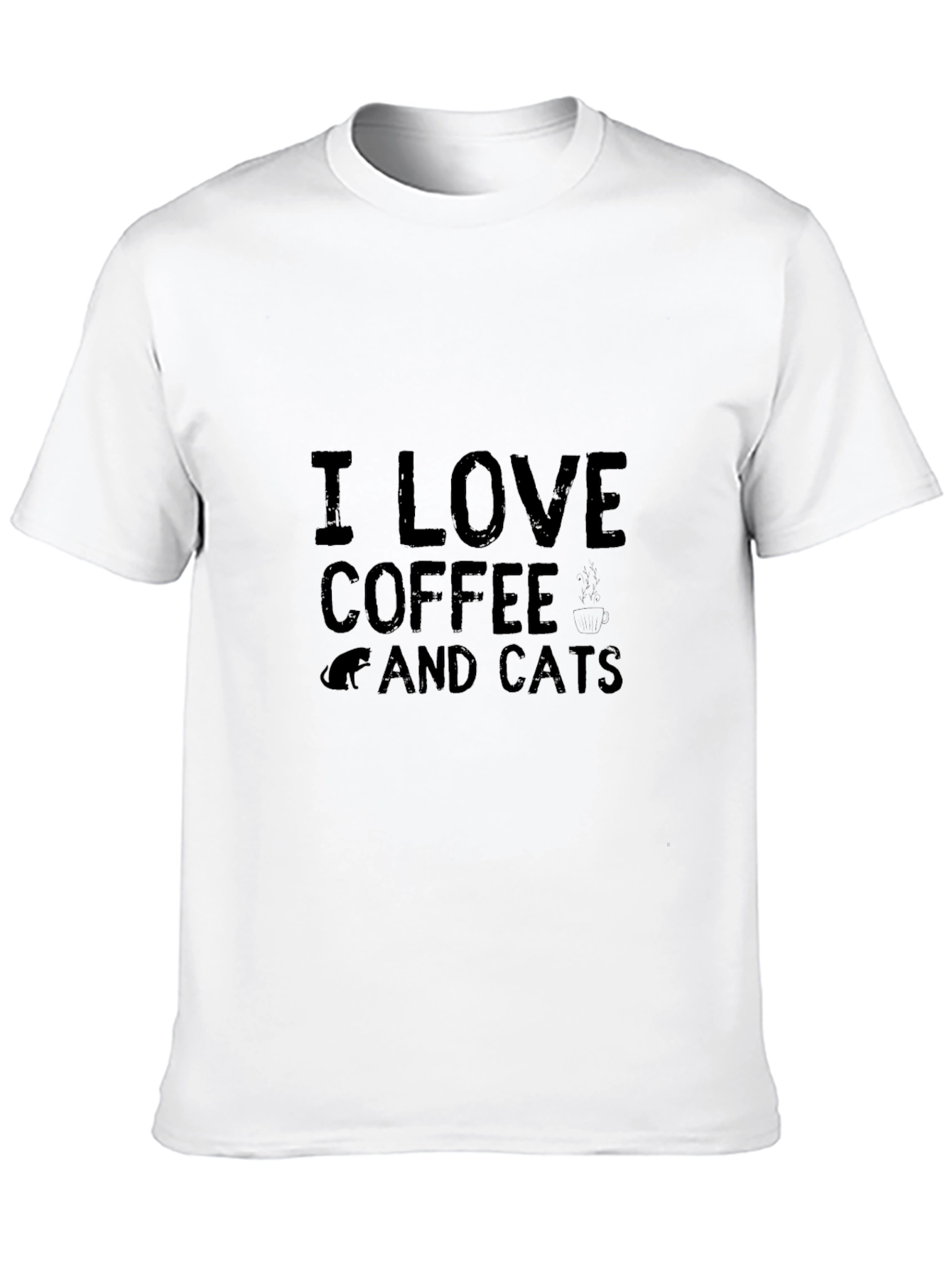 I Love Coffee and Cats T-Shirt - Black