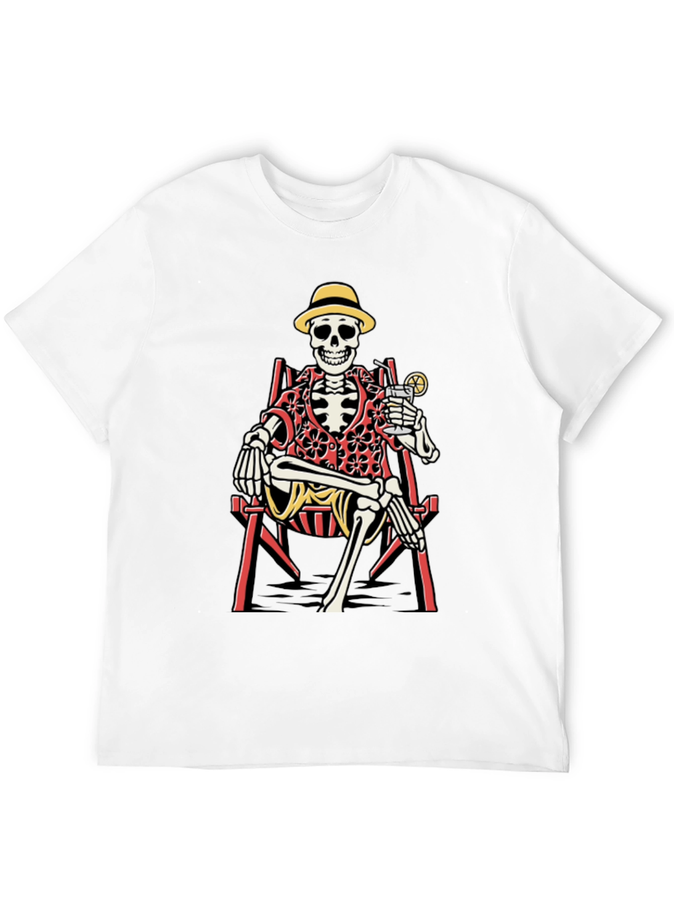 Skeleton Lounging T-Shirt - Beach Vibes