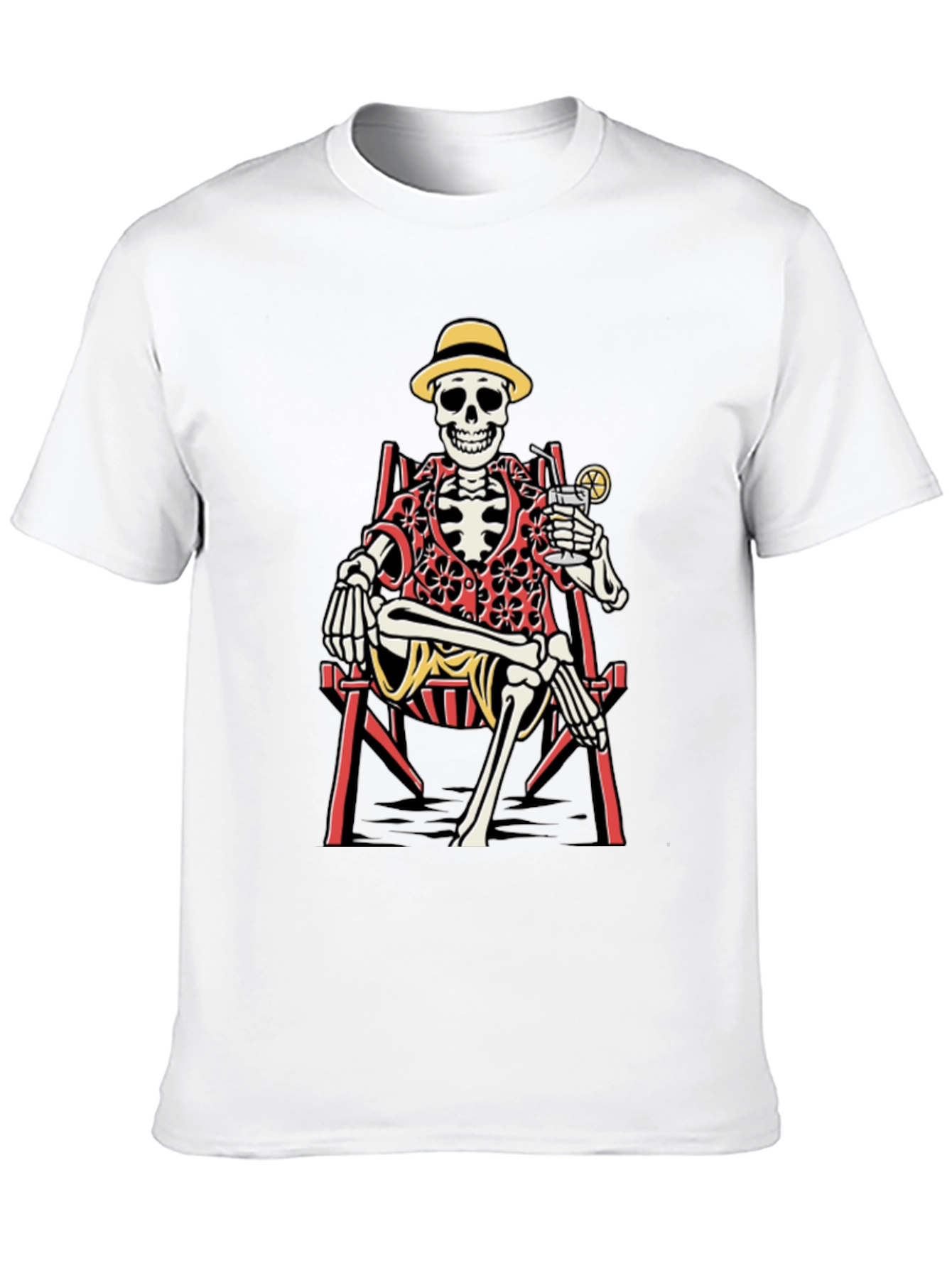 Skeleton Lounging T-Shirt - Beach Vibes