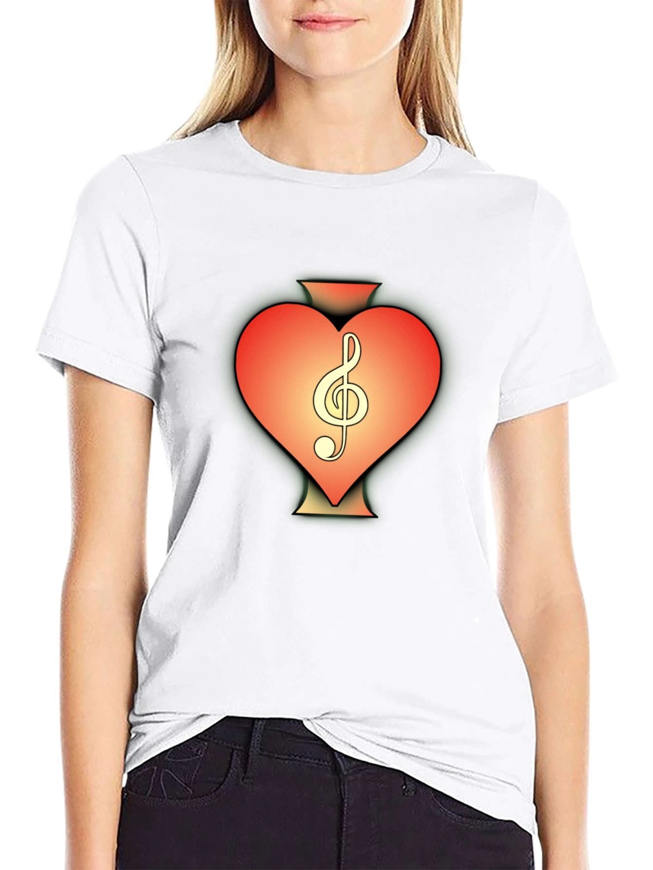 Heart Treble Clef Black T-Shirt