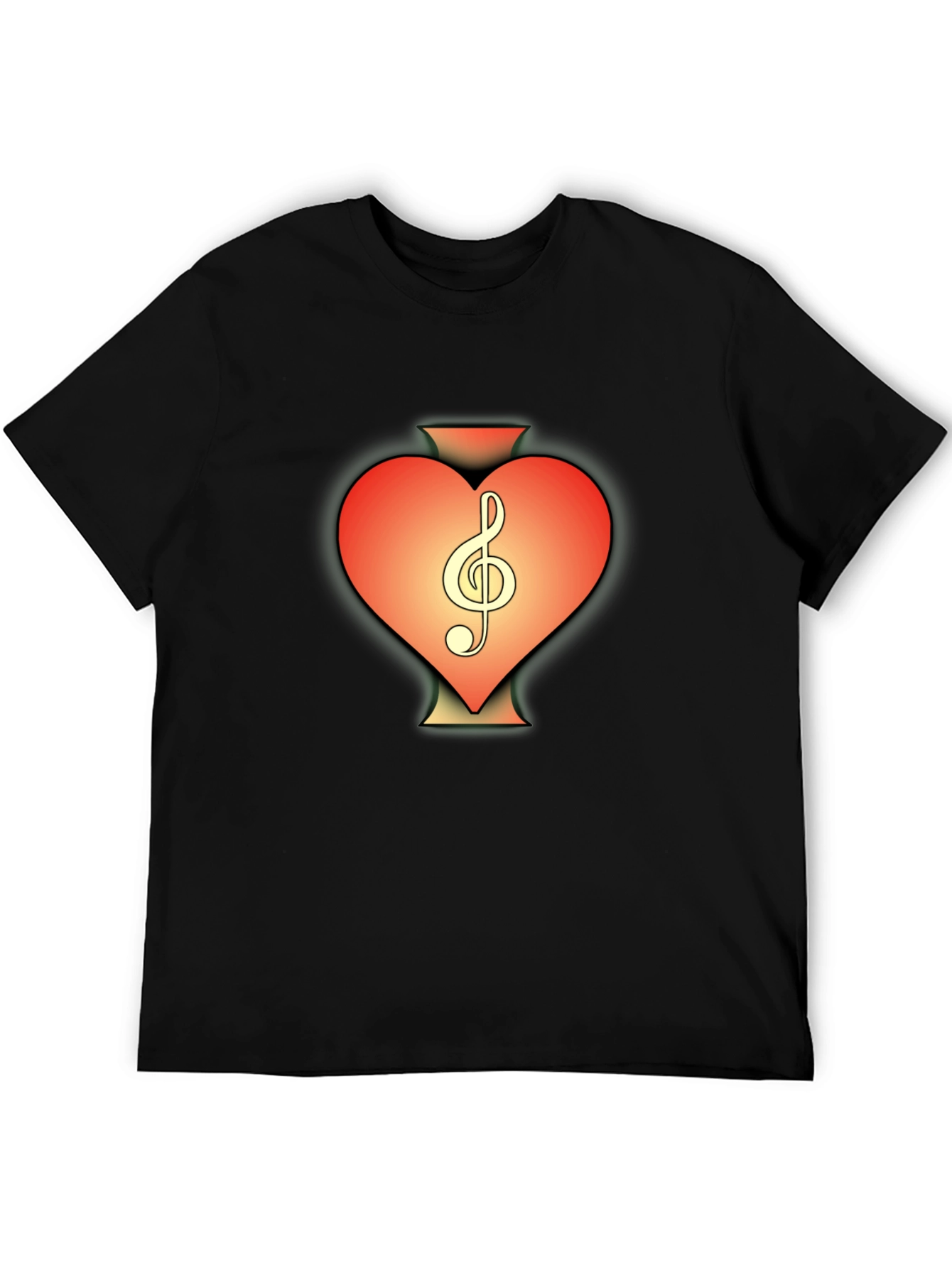 Heart Treble Clef Black T-Shirt