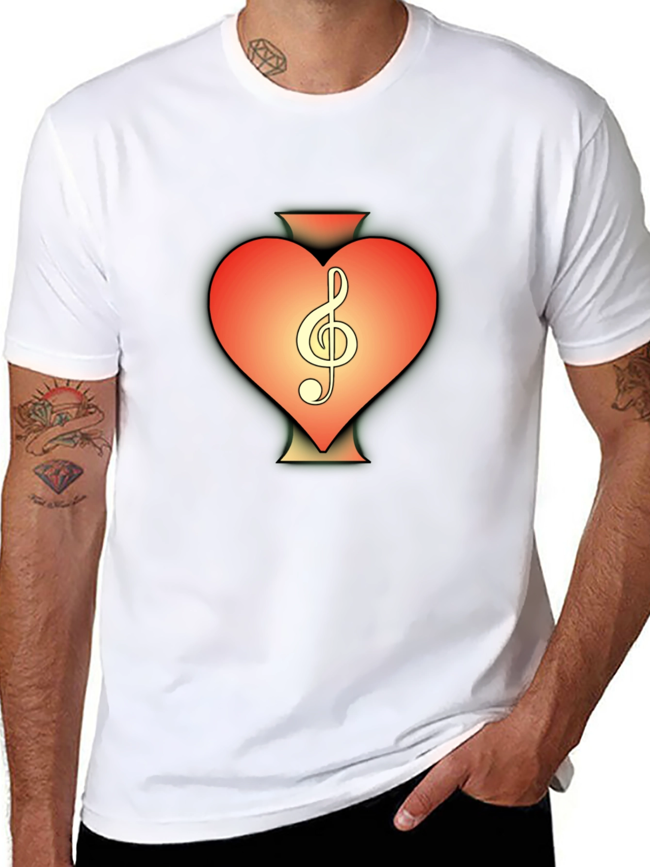 Heart Treble Clef Black T-Shirt