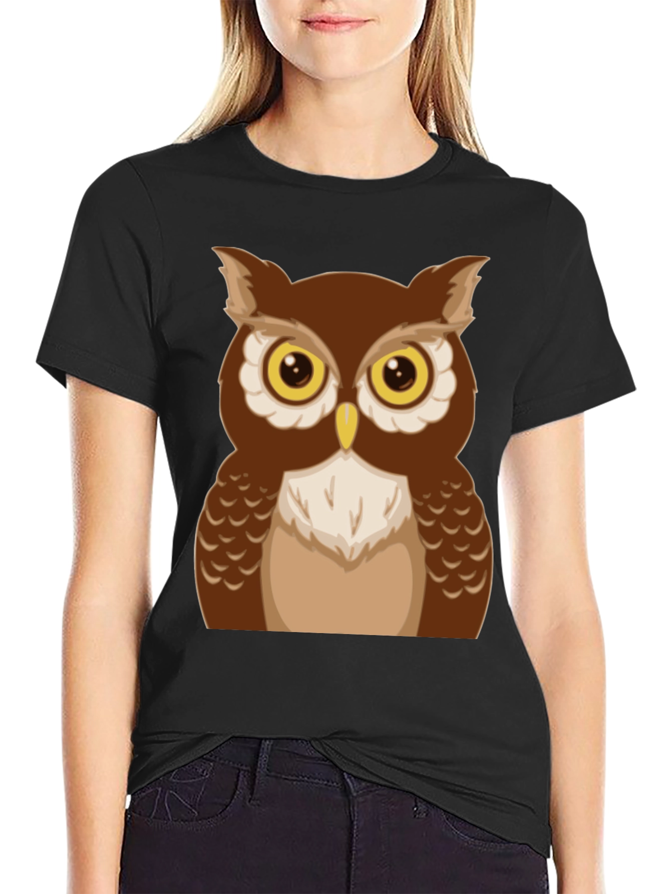 Owl Graphic Tee - Mens Black Cotton Shirt