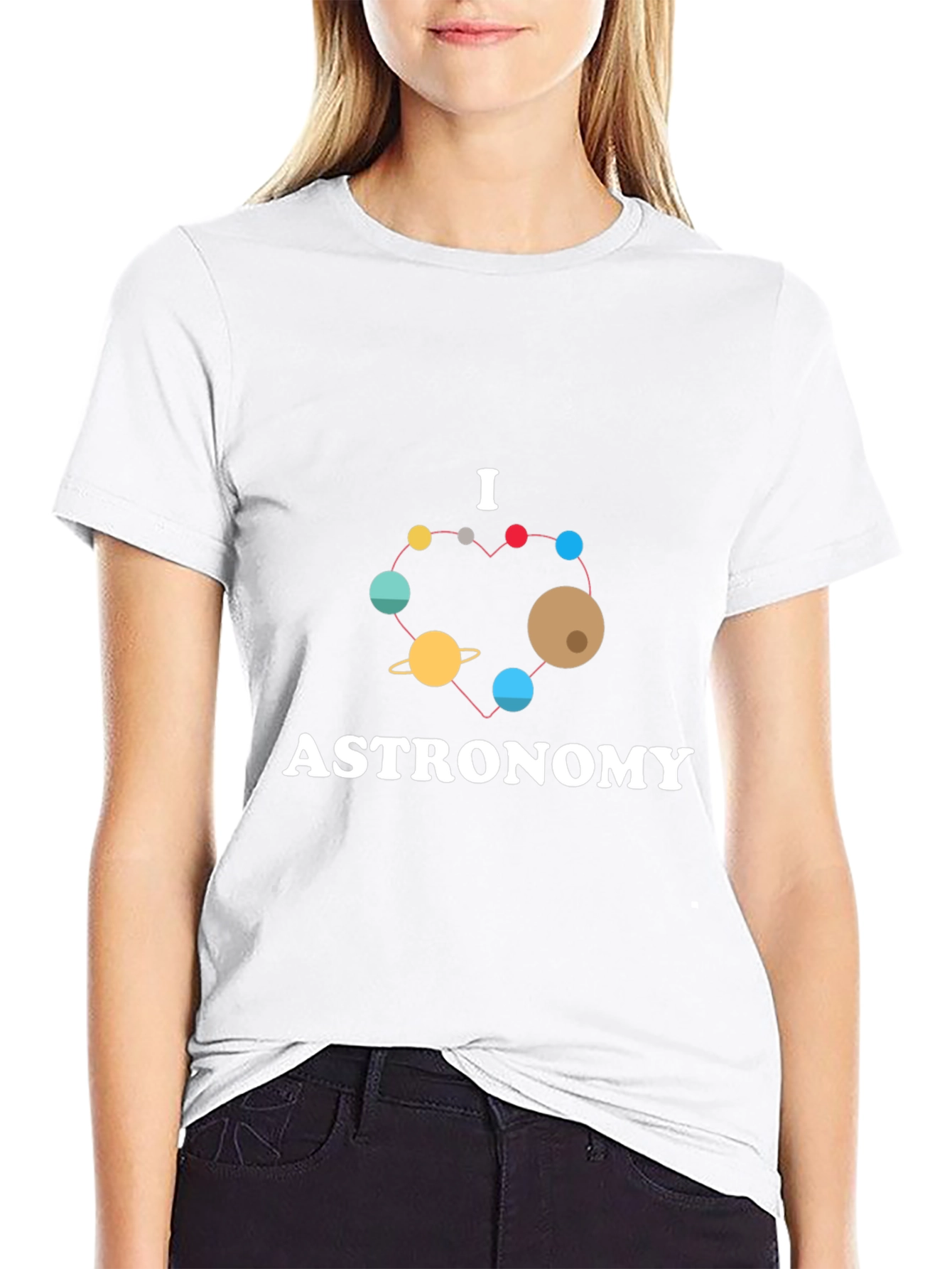 I Love Astronomy T-Shirt - Planets Heart Design
