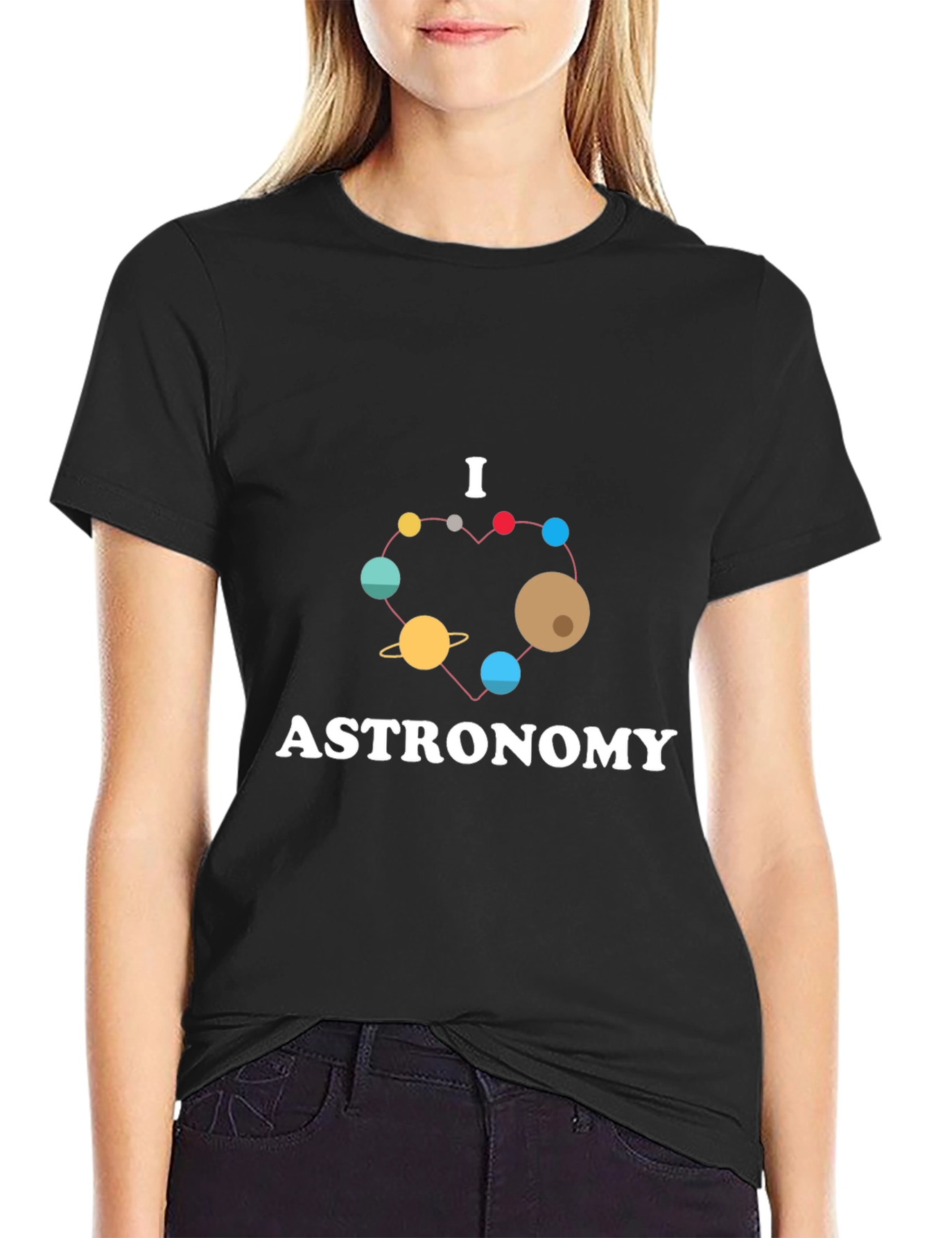 I Love Astronomy T-Shirt - Planets Heart Design