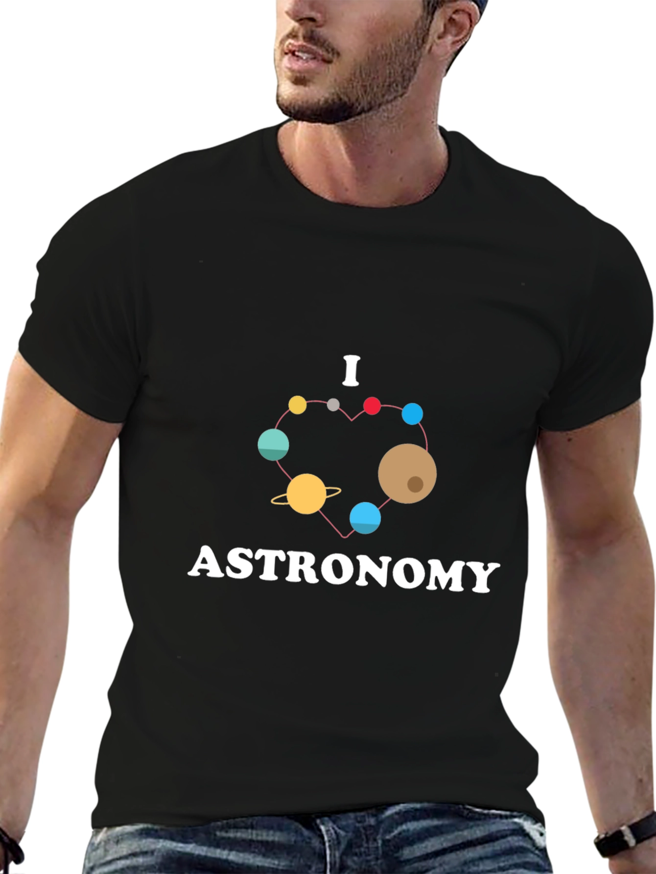 I Love Astronomy T-Shirt - Planets Heart Design
