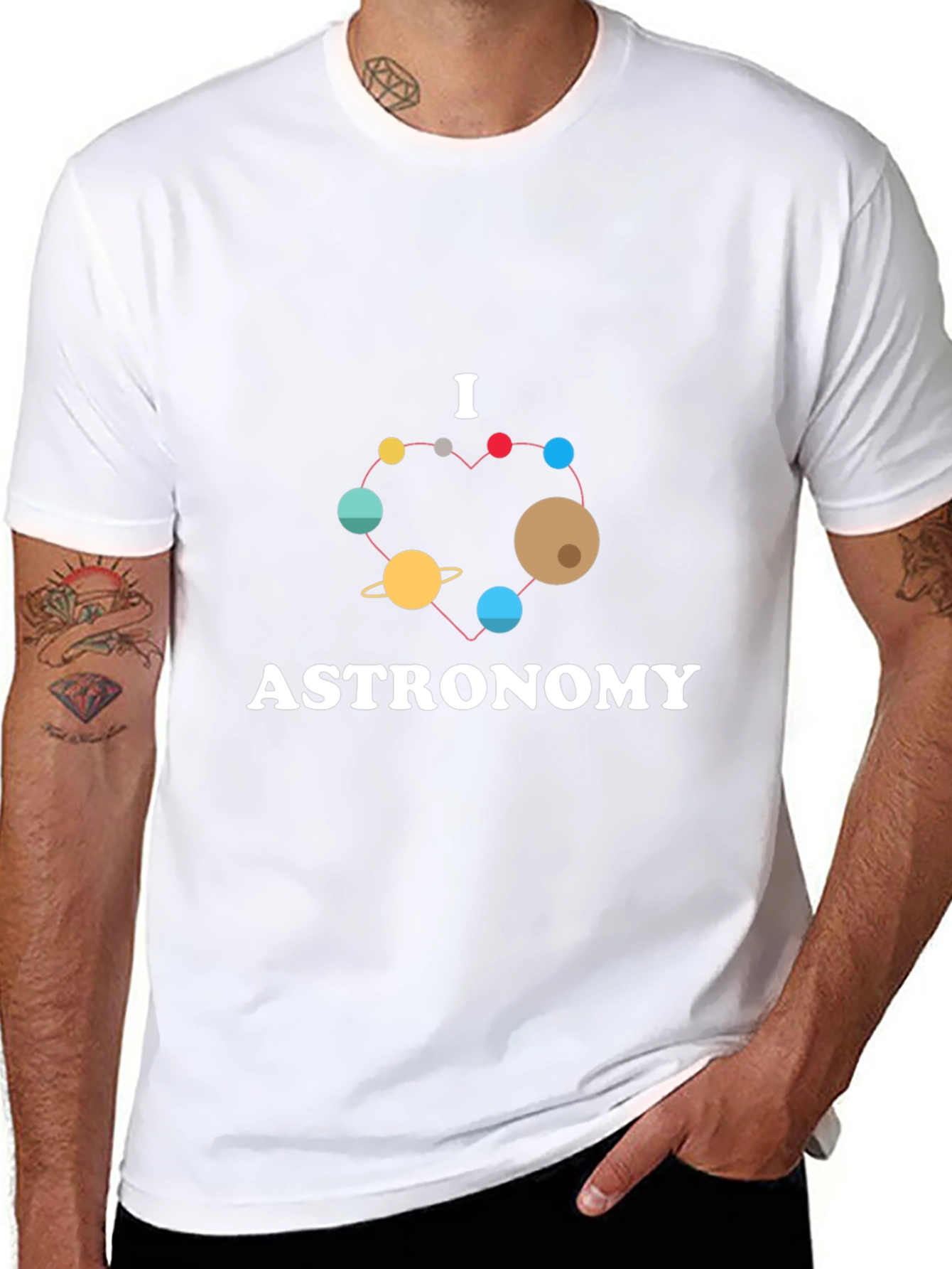 I Love Astronomy T-Shirt - Planets Heart Design