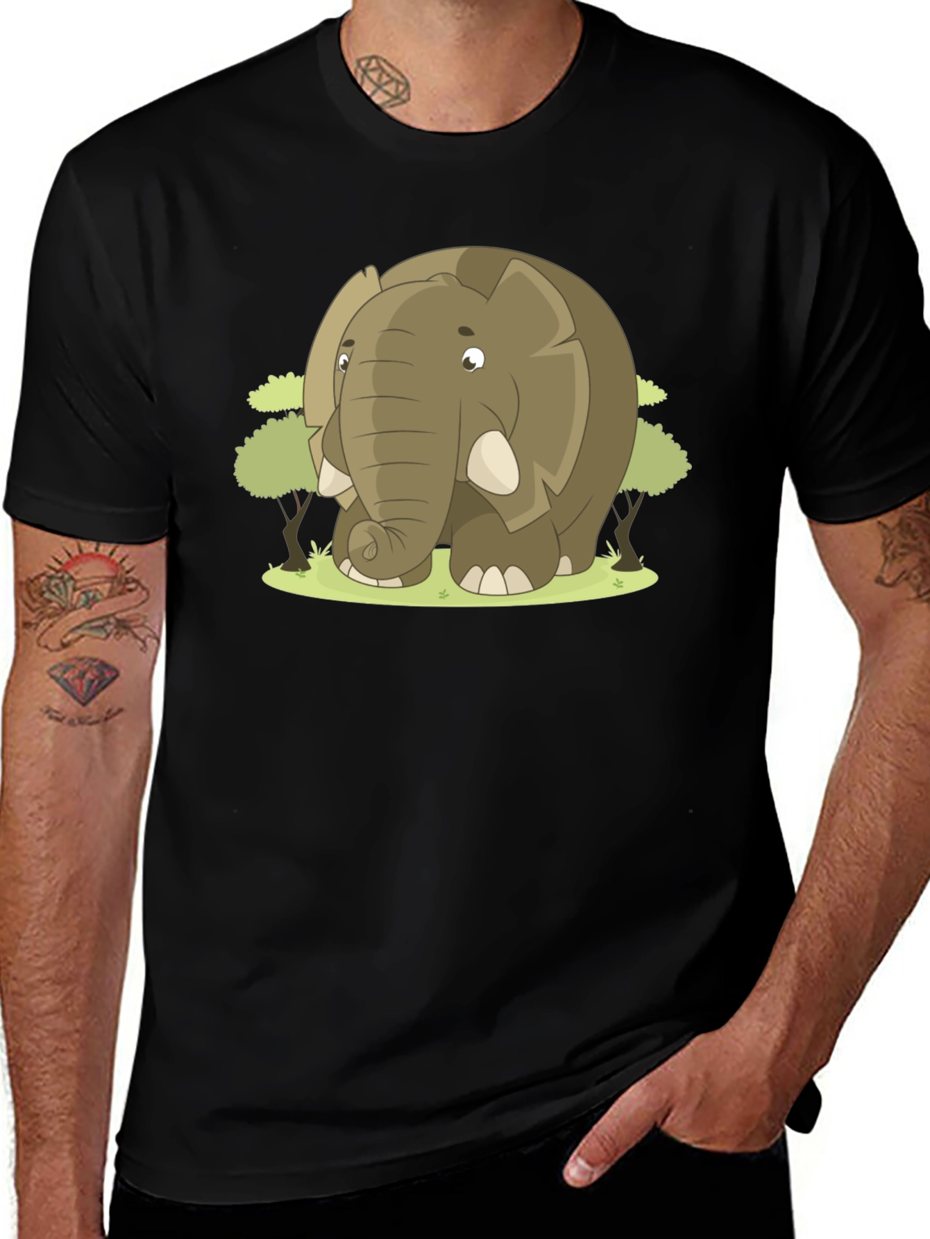 Elephant Cartoon Graphic T-Shirt