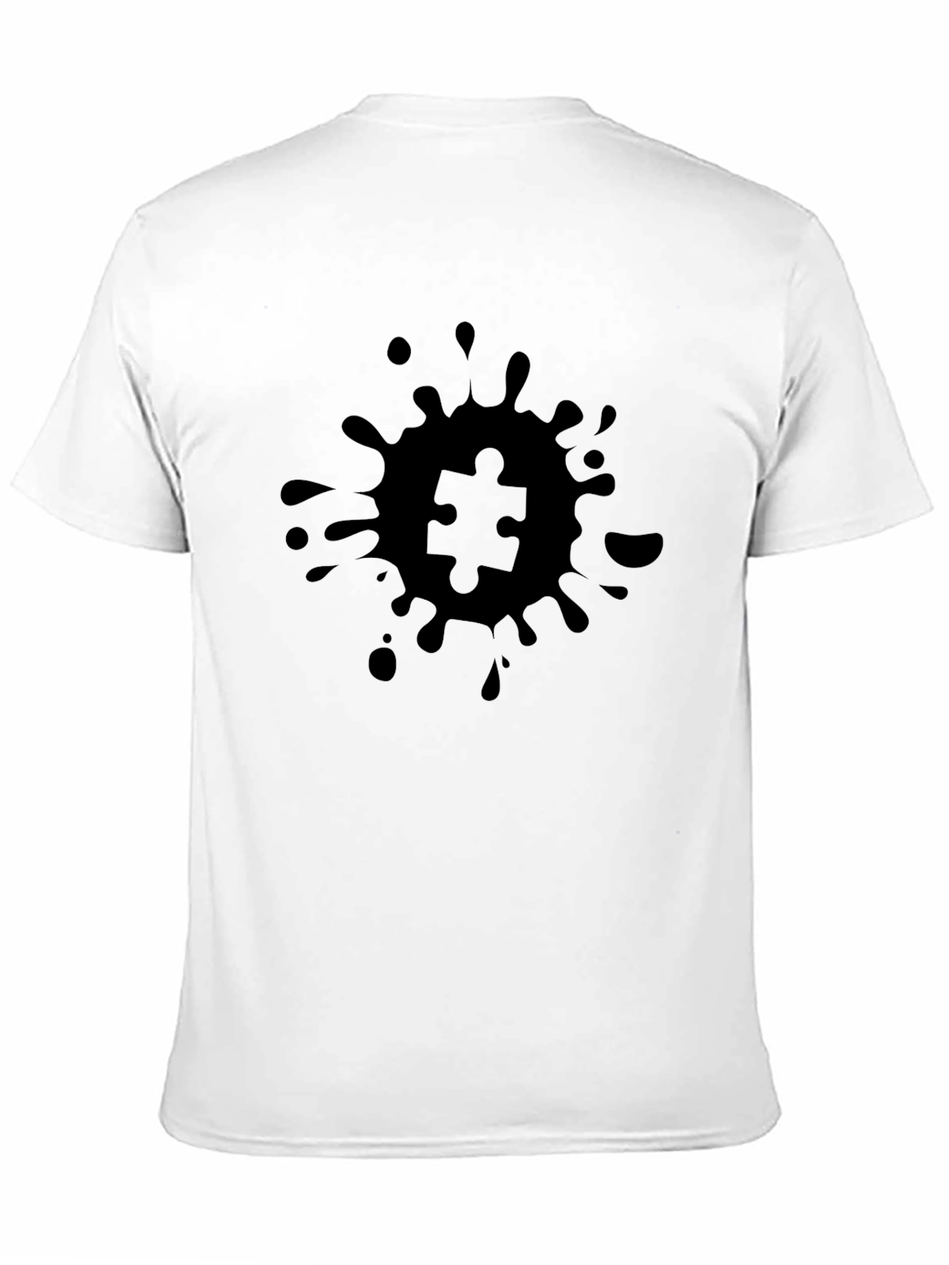 Puzzle Piece Splatter Tee - Unisex Black T-Shirt