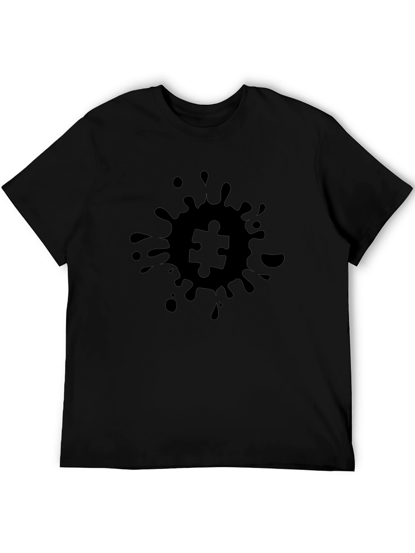 Puzzle Piece Splatter Tee - Unisex Black T-Shirt