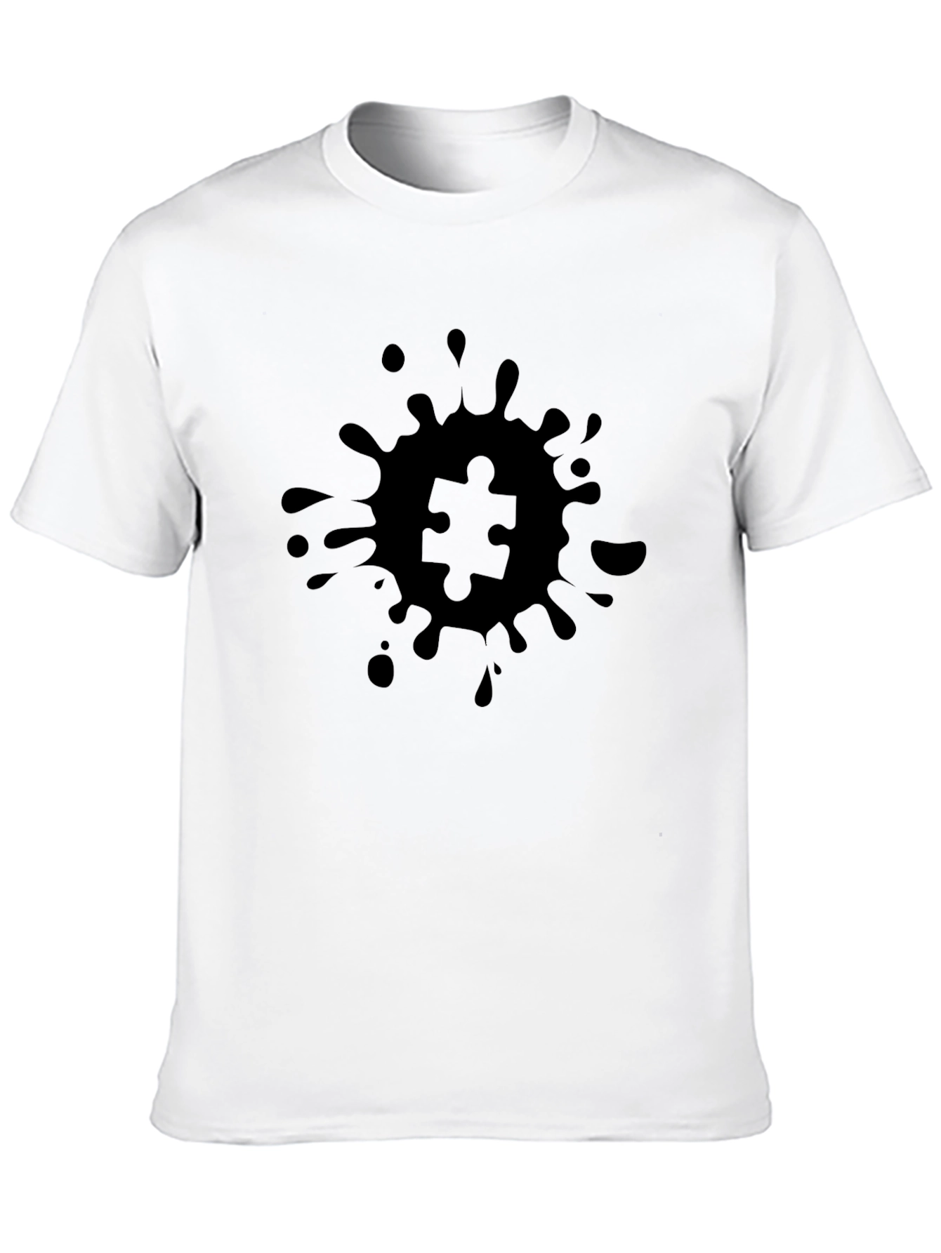 Puzzle Piece Splatter Tee - Unisex Black T-Shirt