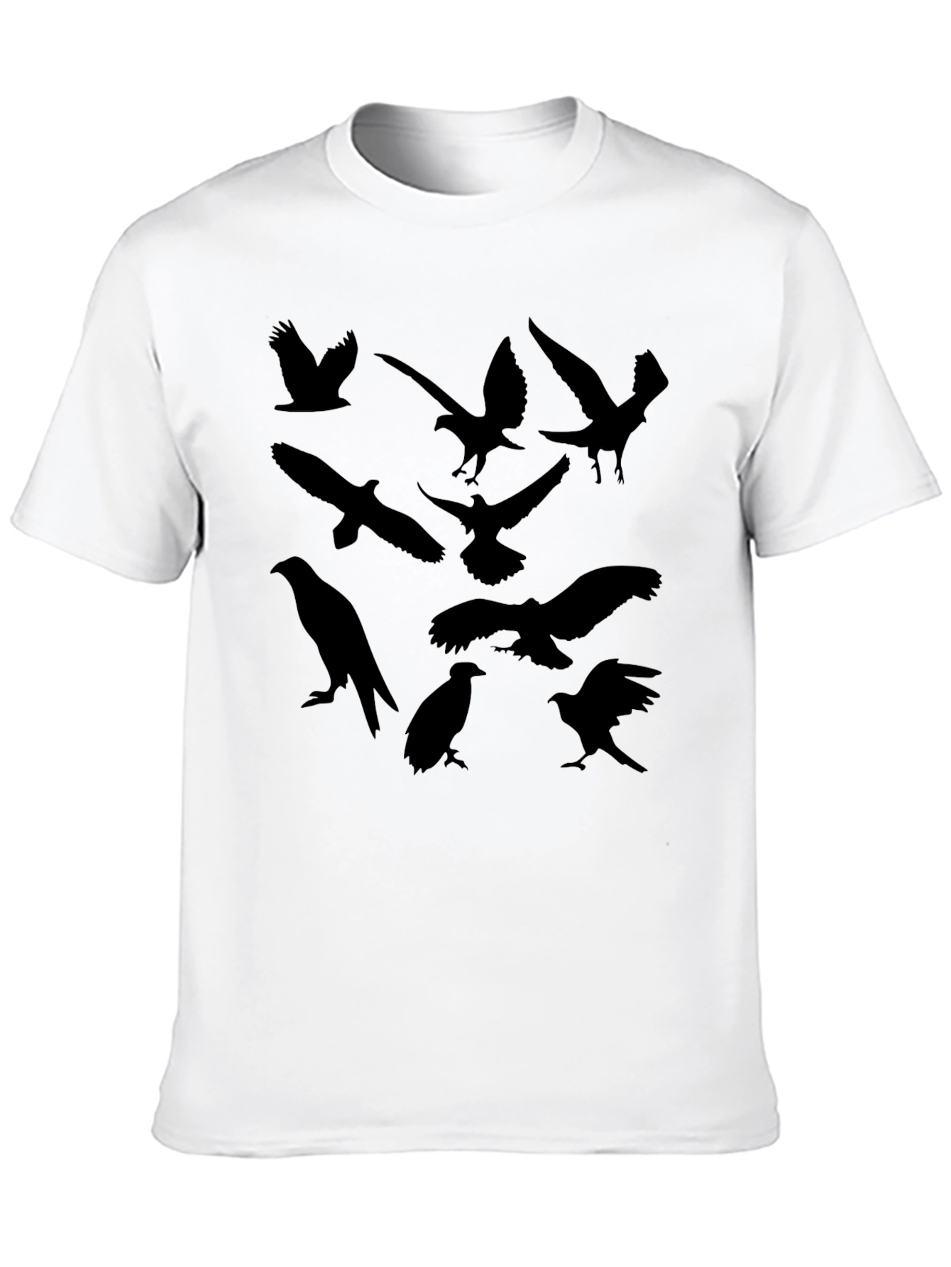 Black T-Shirt with Bird Silhouettes