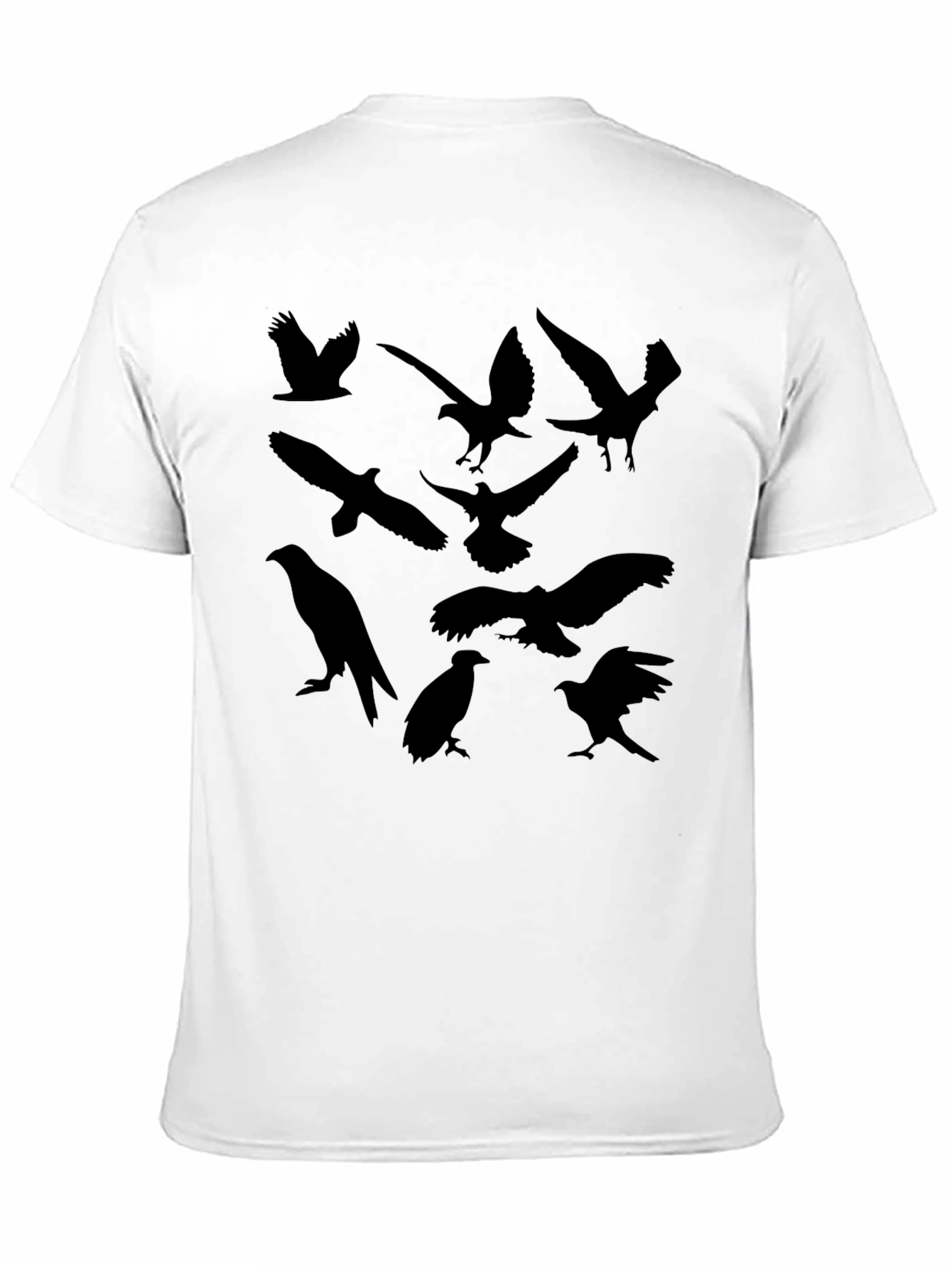 Black T-Shirt with Bird Silhouettes