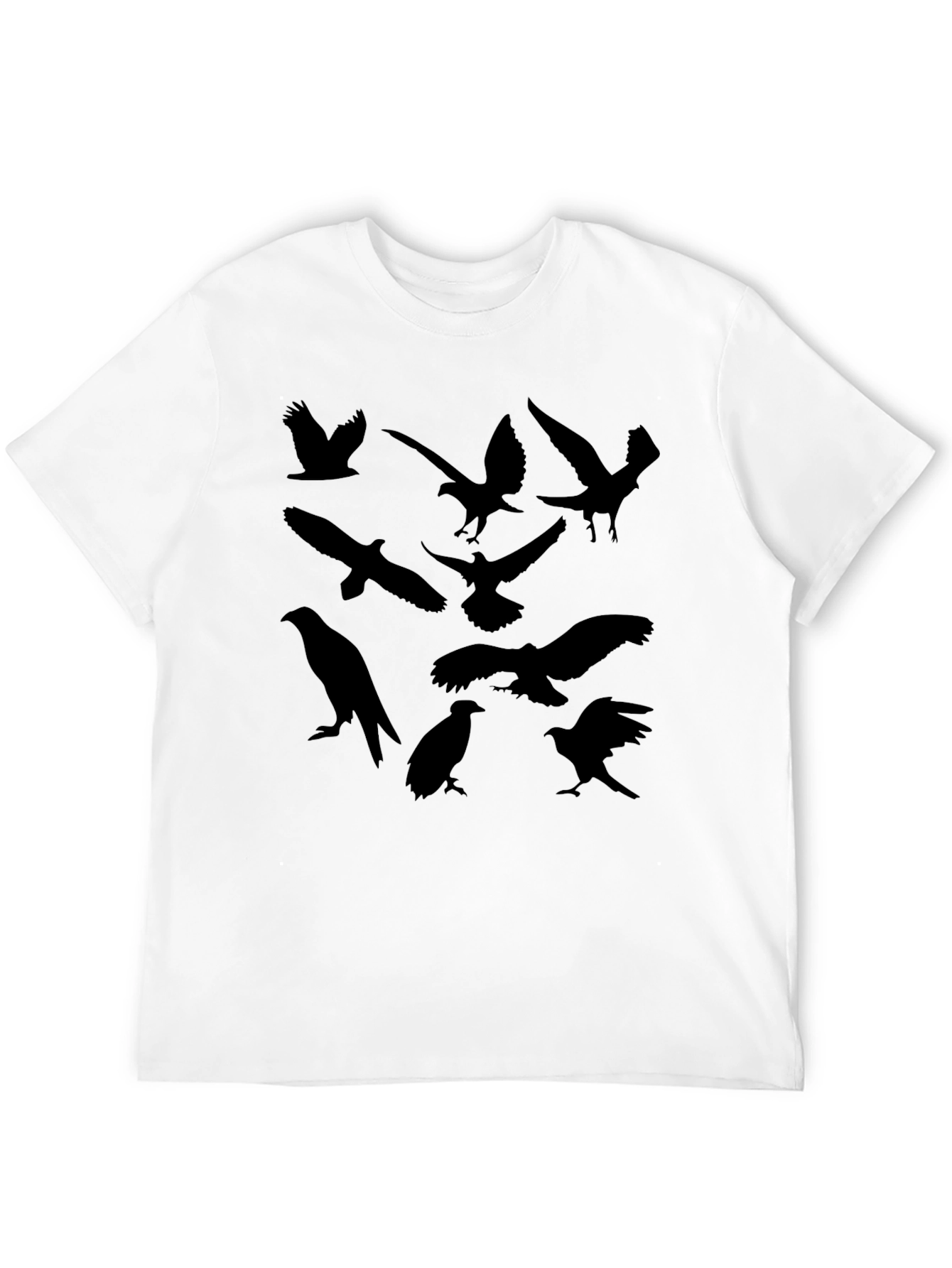 Black T-Shirt with Bird Silhouettes