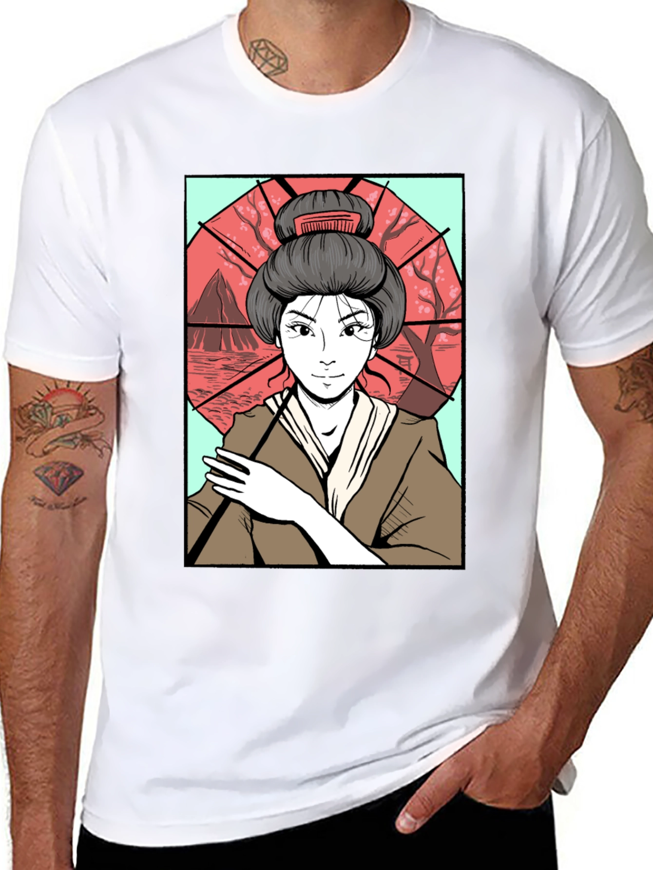 Geisha Art T-Shirt - Graphic Tee for Men