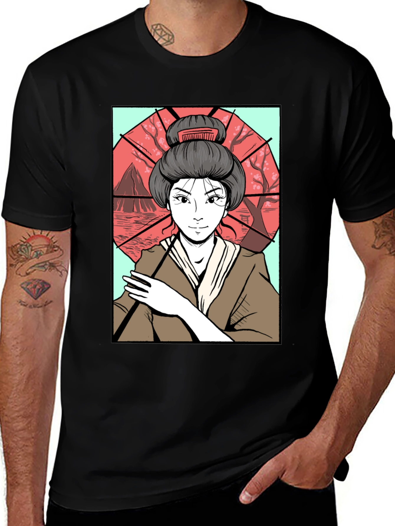 Geisha Art T-Shirt - Graphic Tee for Men