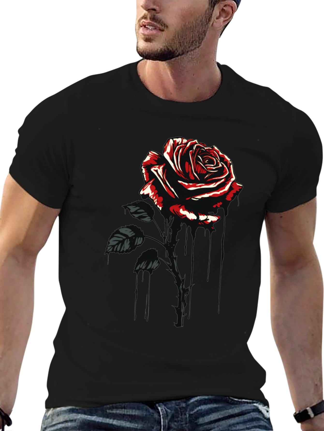 Gothic Rose Graphic Black T-Shirt