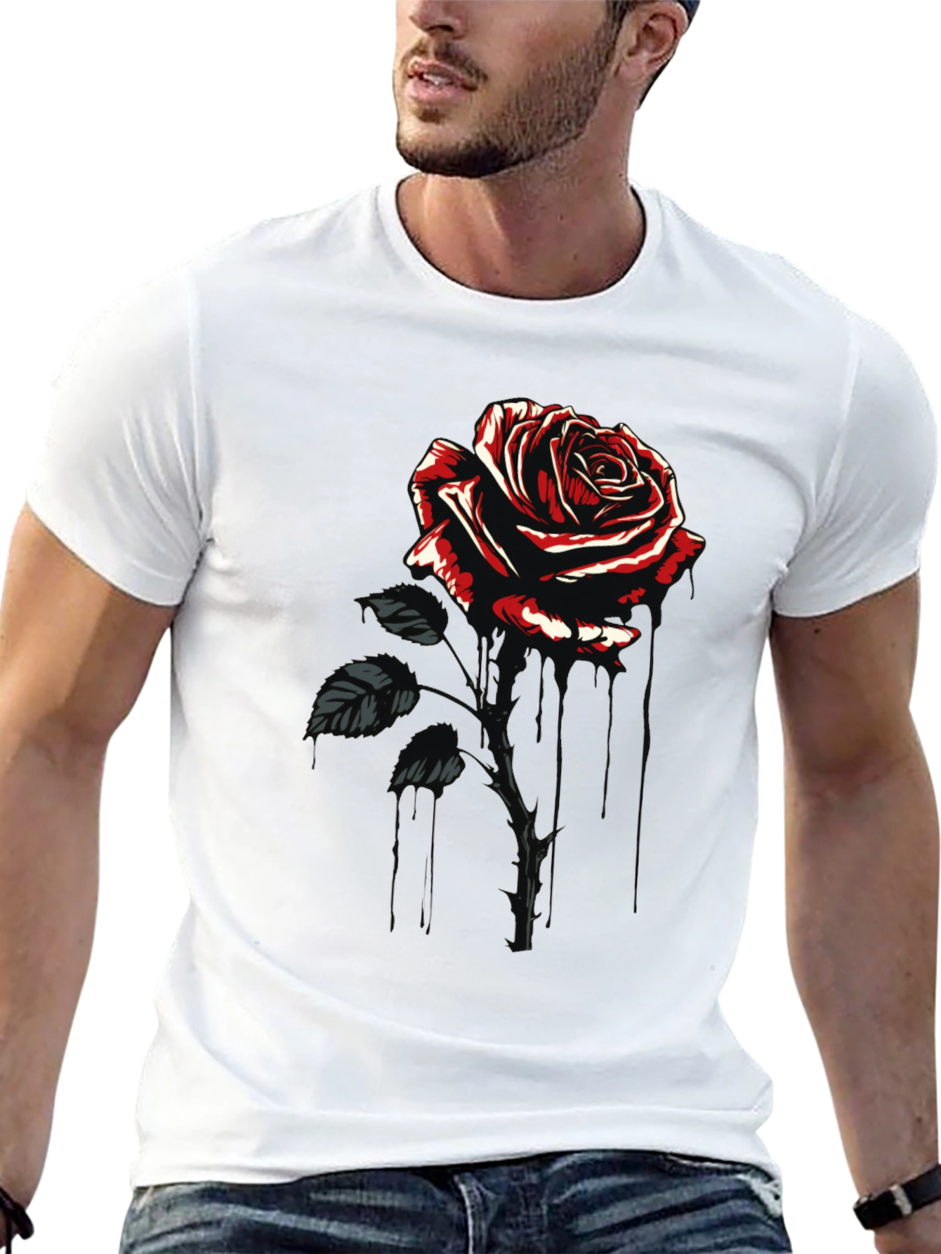 Gothic Rose Graphic Black T-Shirt