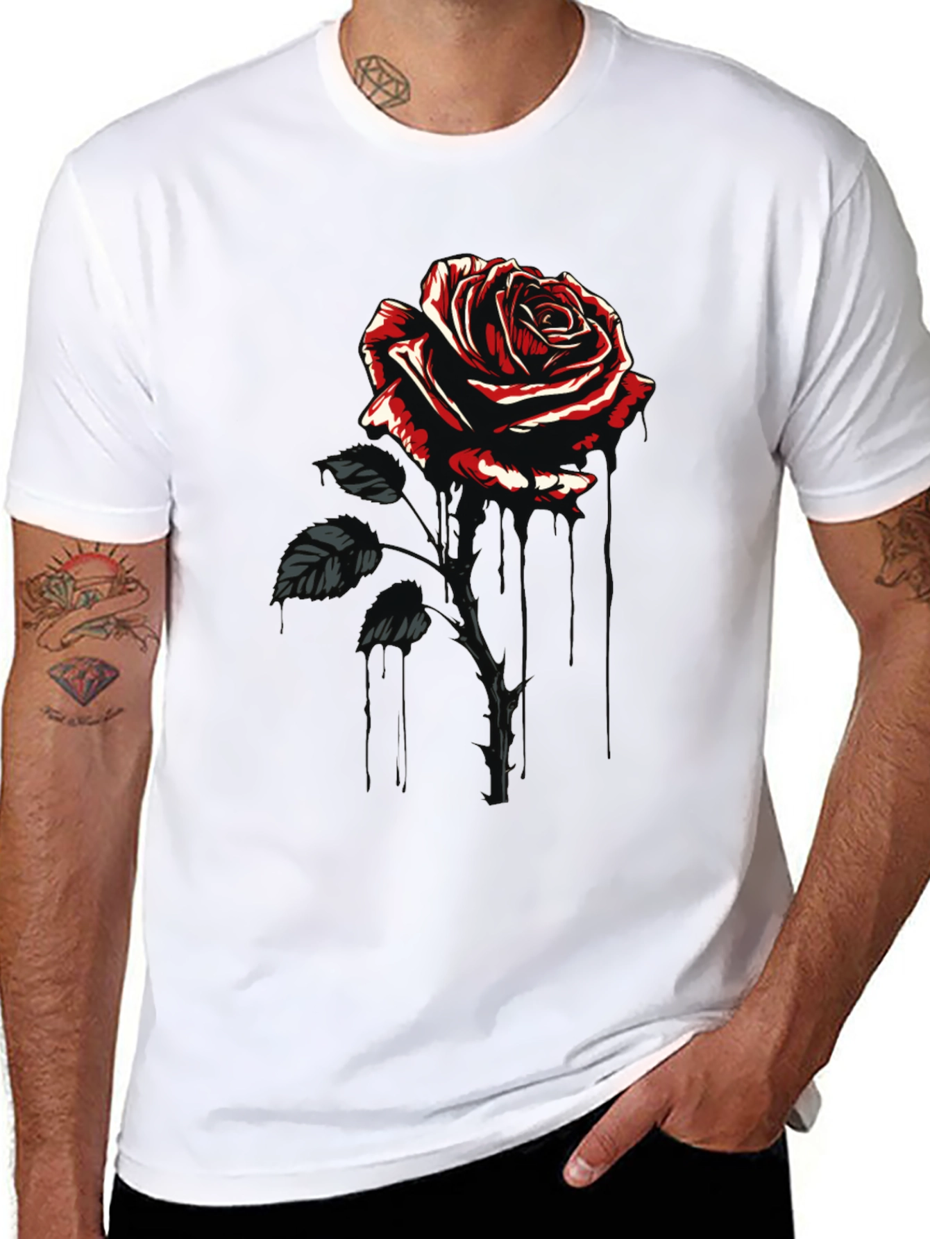 Gothic Rose Graphic Black T-Shirt
