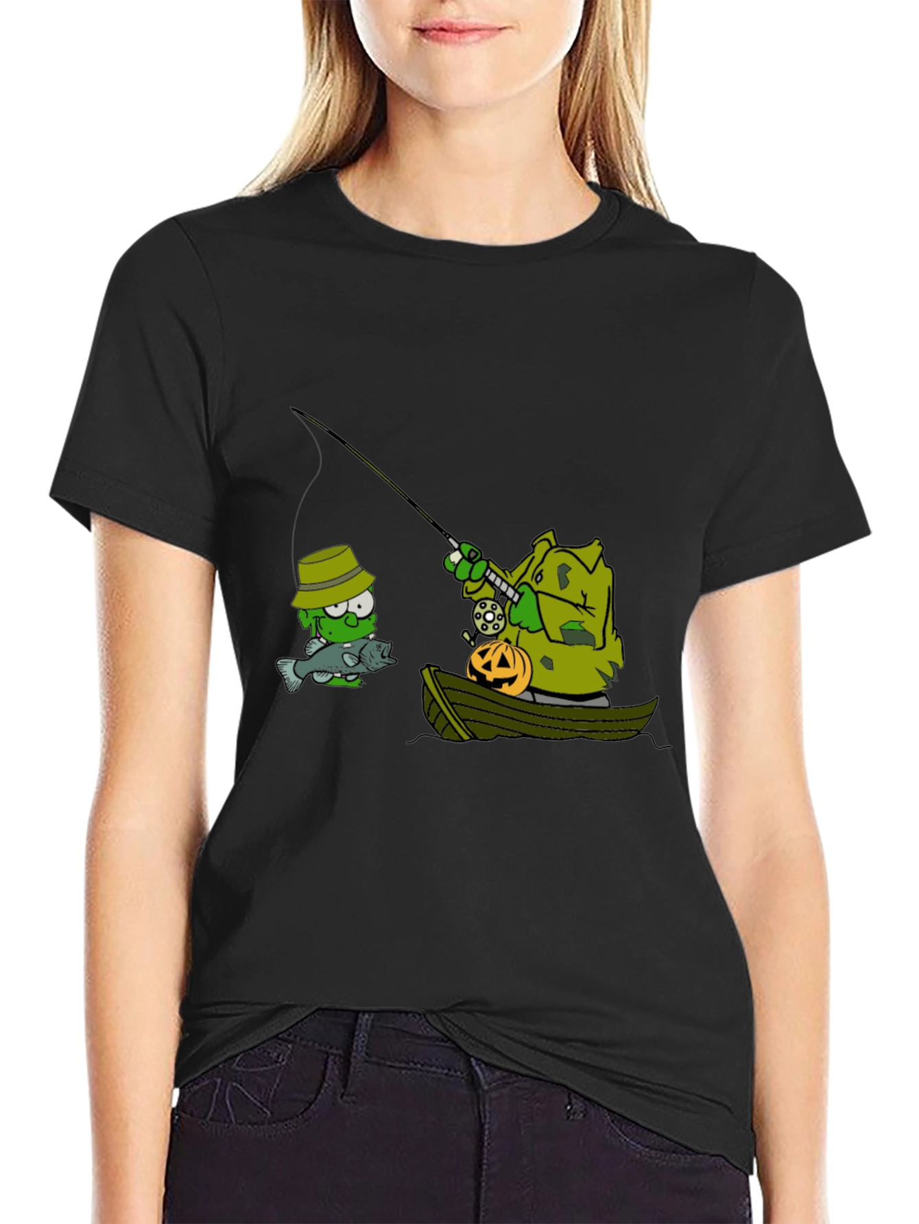 Spooky Fishing Graphic T-Shirt