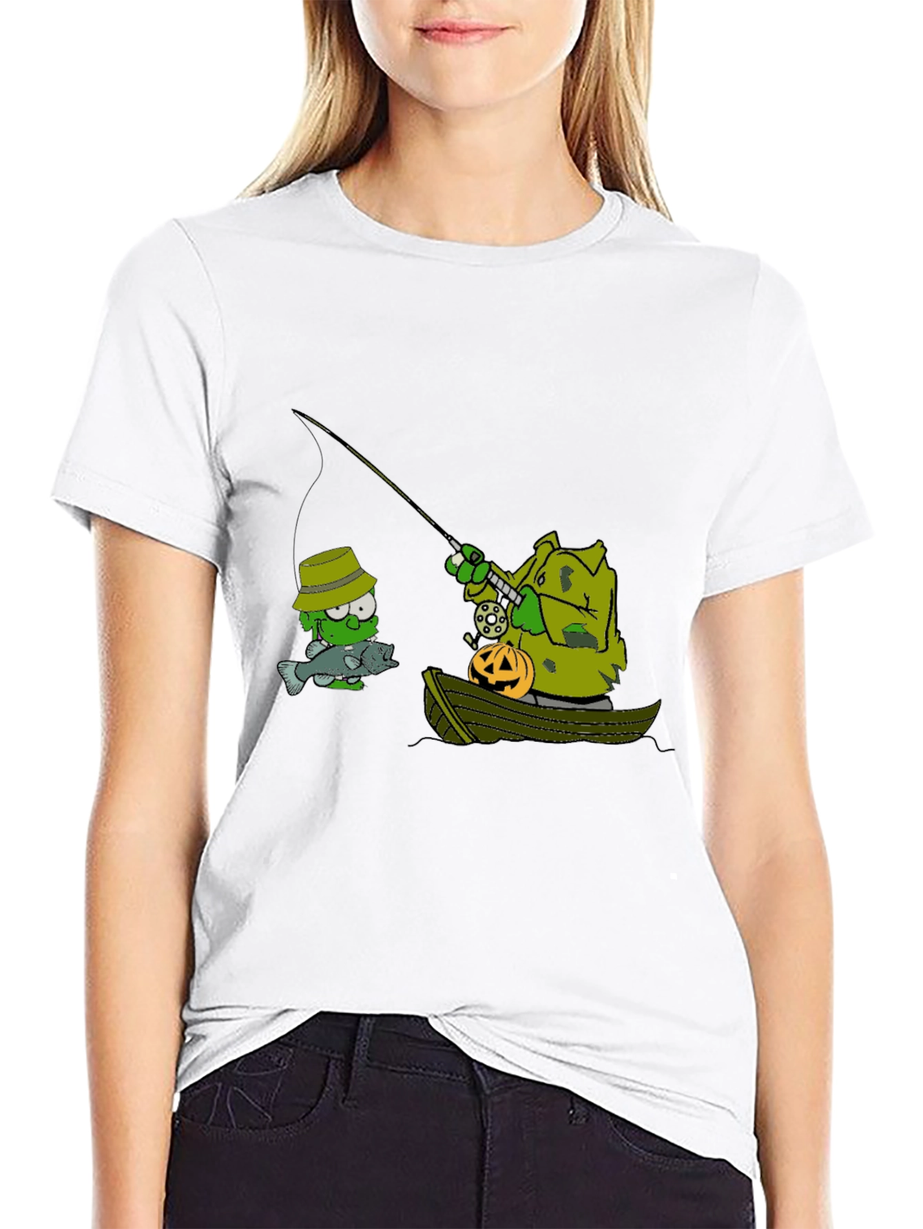 Spooky Fishing Graphic T-Shirt