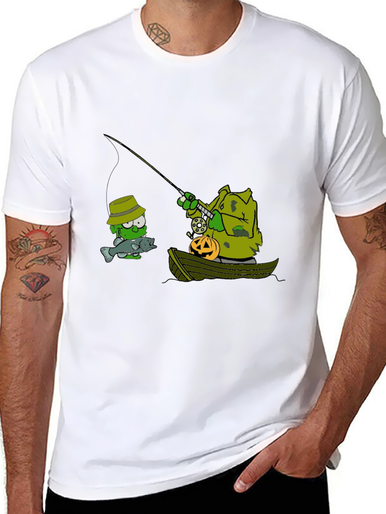 Spooky Fishing Graphic T-Shirt