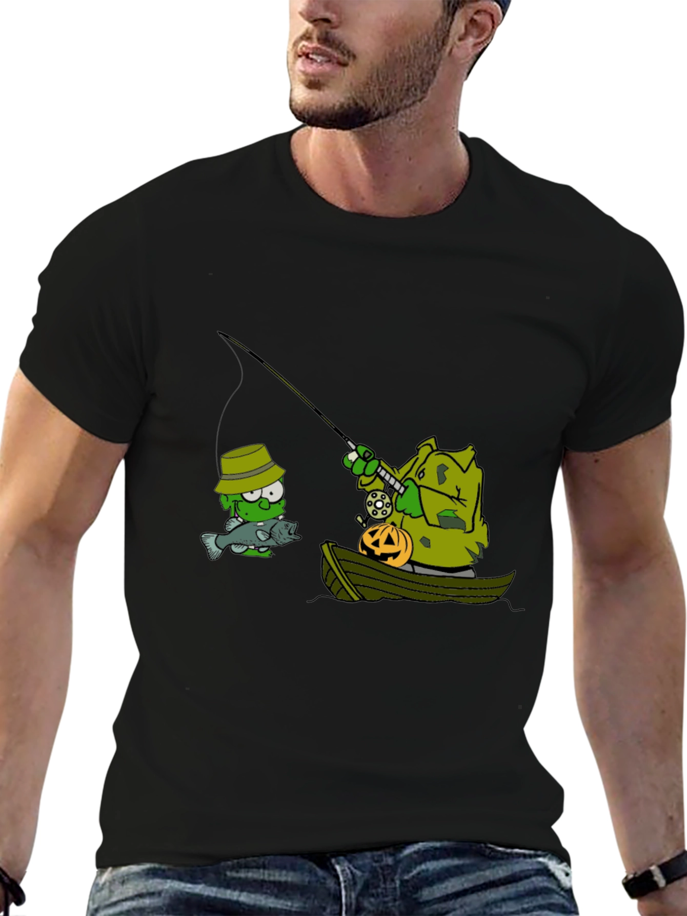 Spooky Fishing Graphic T-Shirt