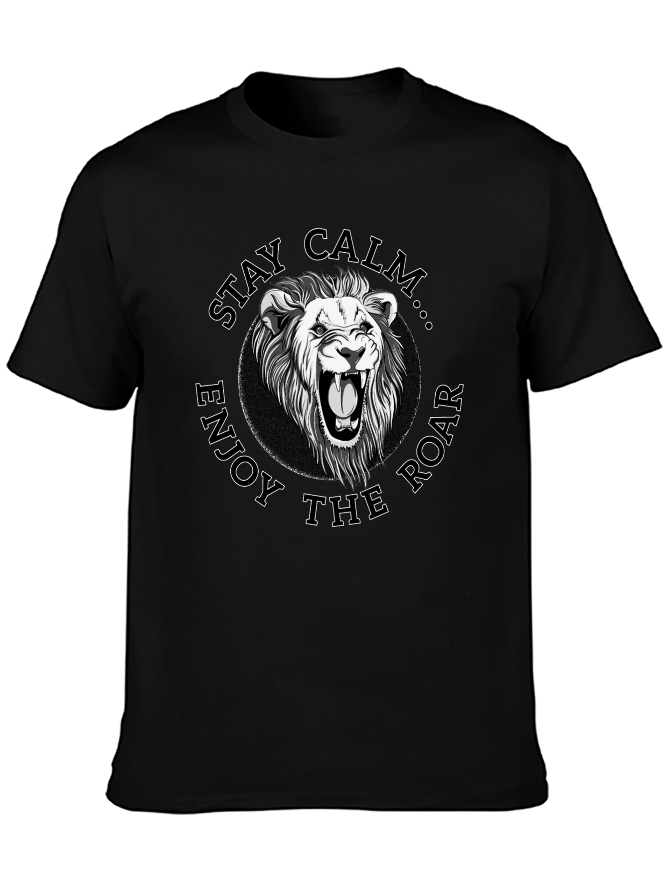 Stay Calm Lion Graphic Black Tee