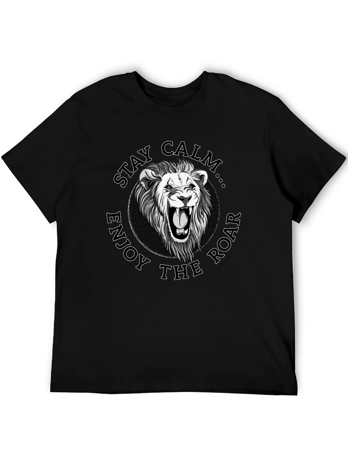 Stay Calm Lion Graphic Black Tee
