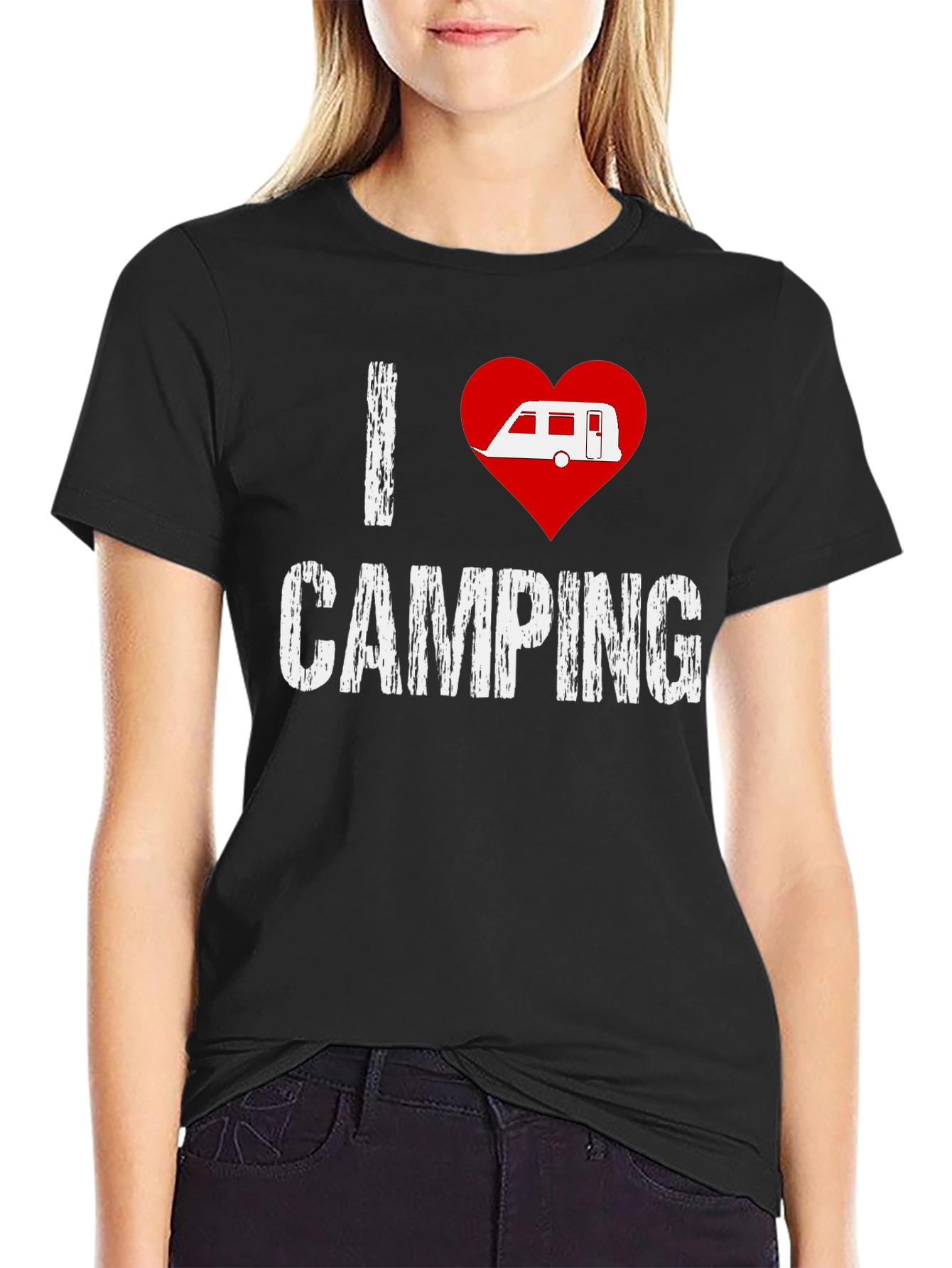 I Heart Camping T-Shirt - Black