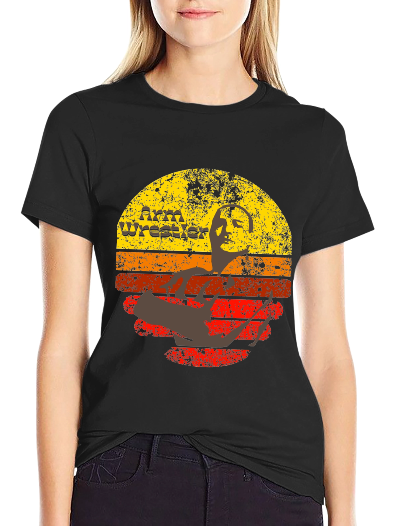 Retro Arm Wrestler Graphic T-Shirt