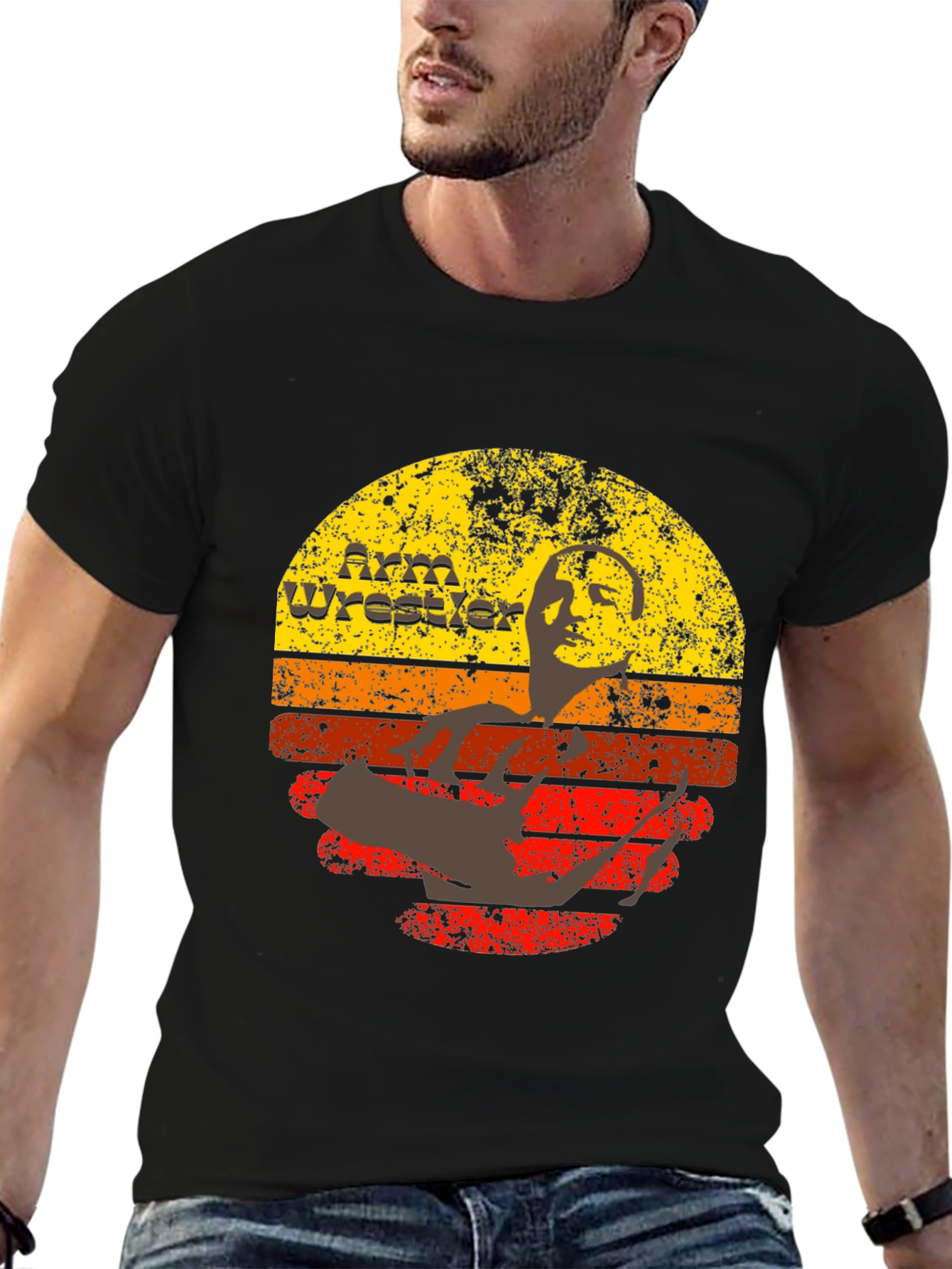 Retro Arm Wrestler Graphic T-Shirt
