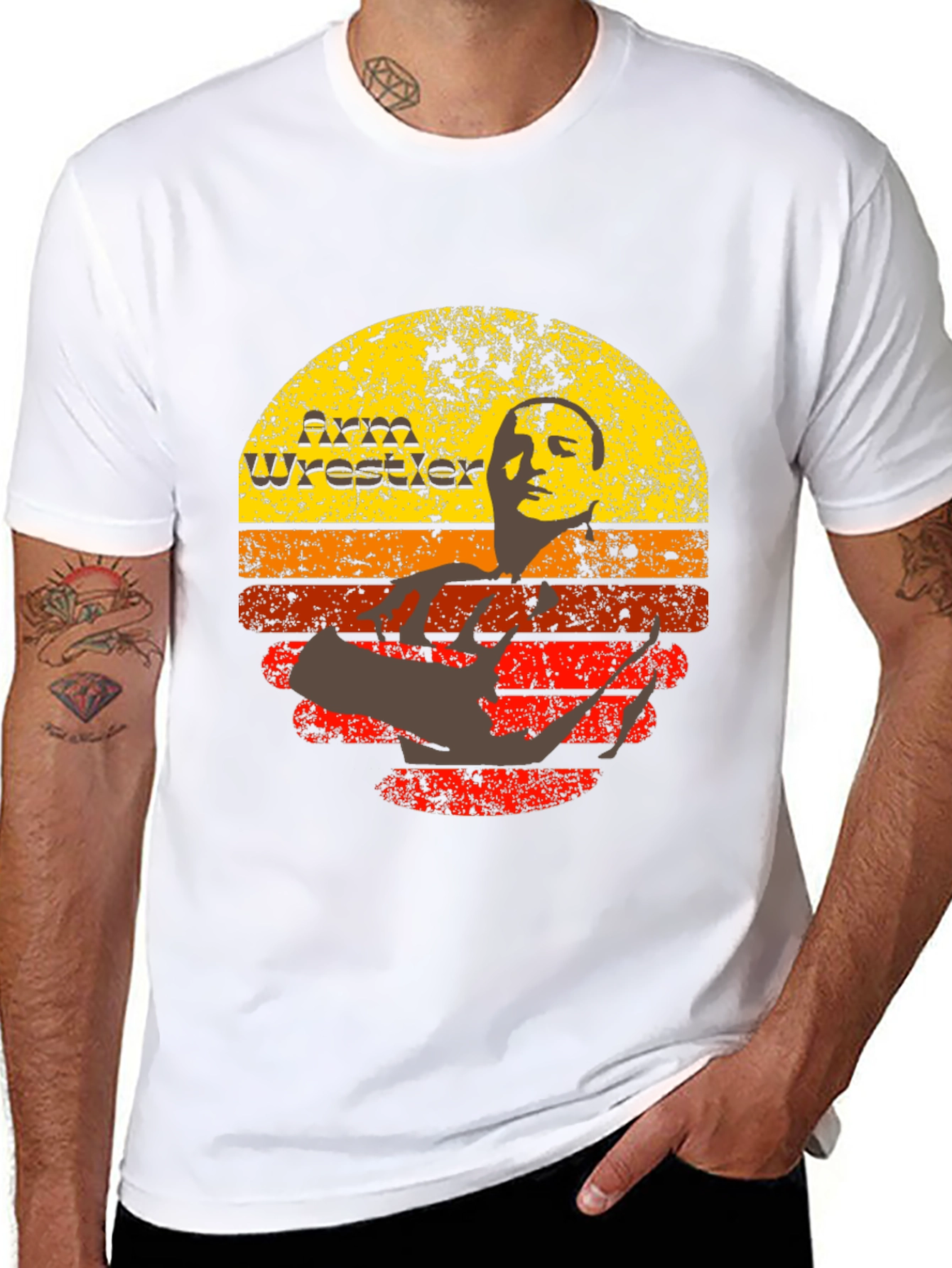Retro Arm Wrestler Graphic T-Shirt