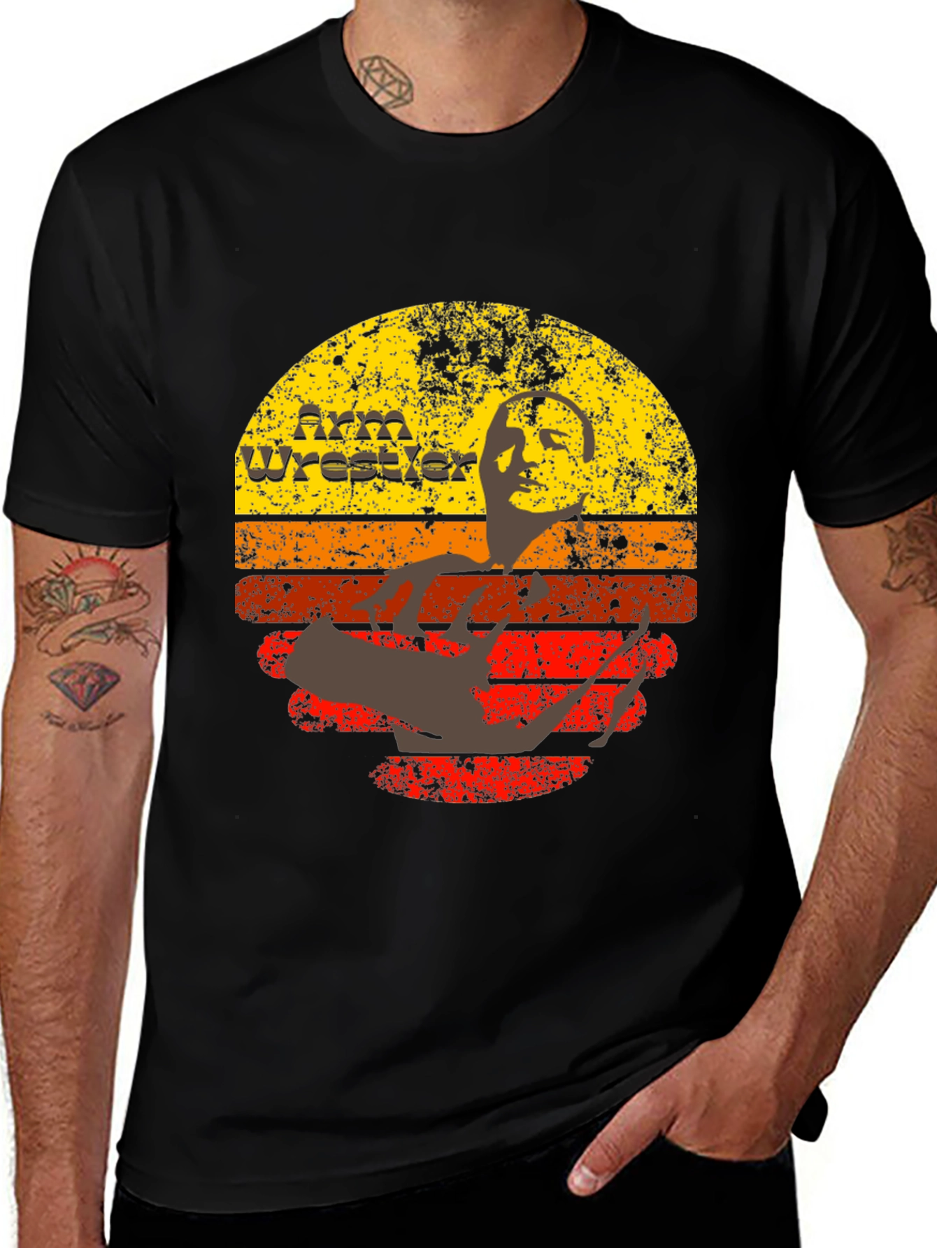 Retro Arm Wrestler Graphic T-Shirt