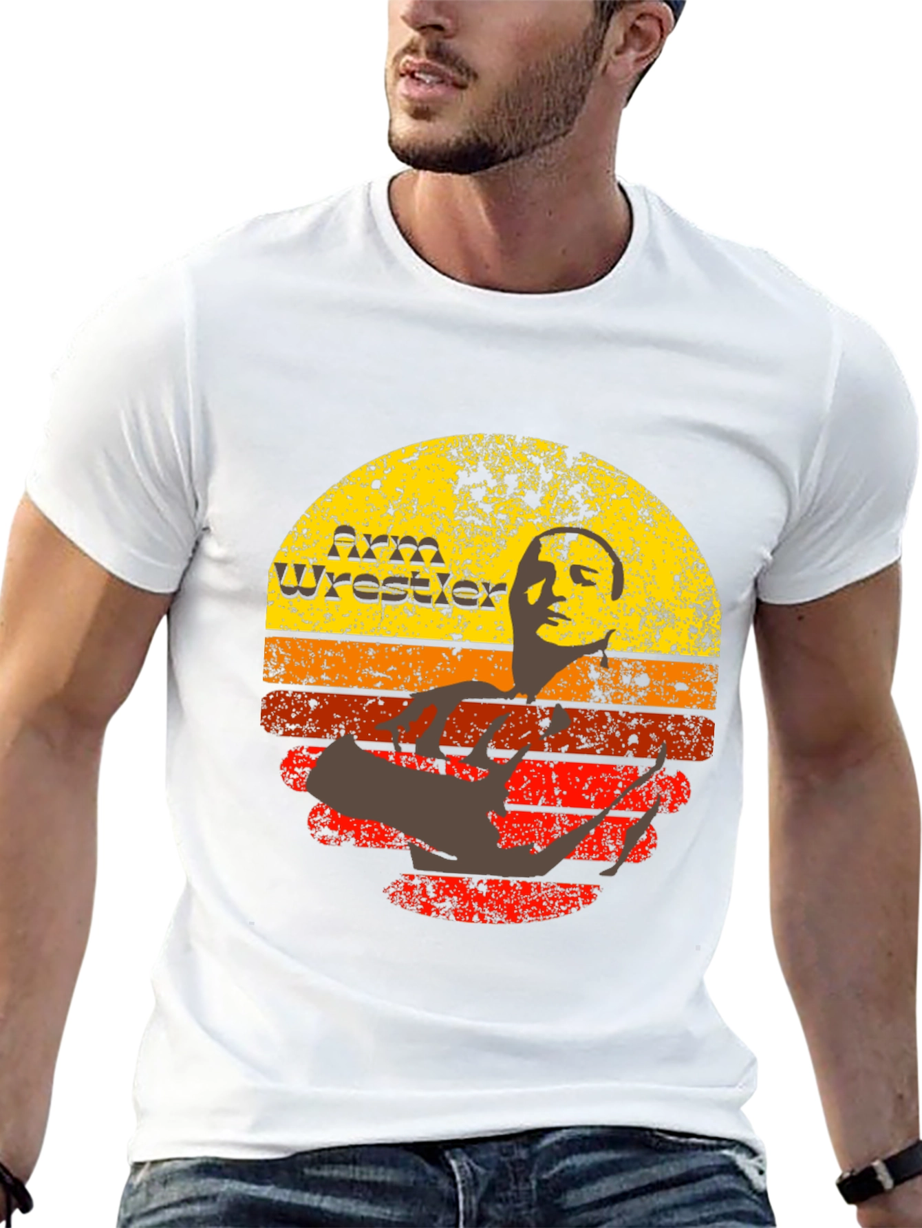 Retro Arm Wrestler Graphic T-Shirt