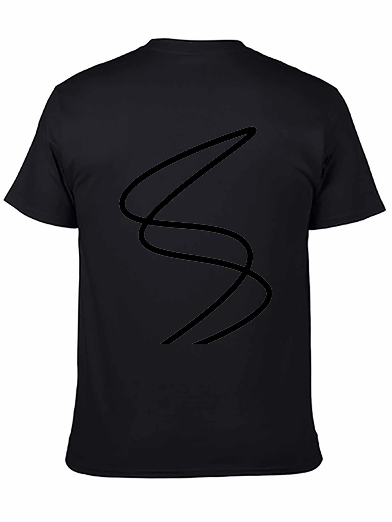 Black T-Shirt with Abstract Line Design