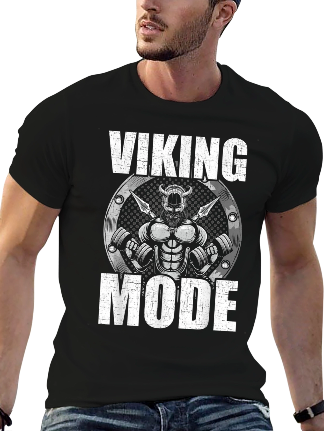 Viking Mode Black Graphic T-Shirt - Gym & Fitness