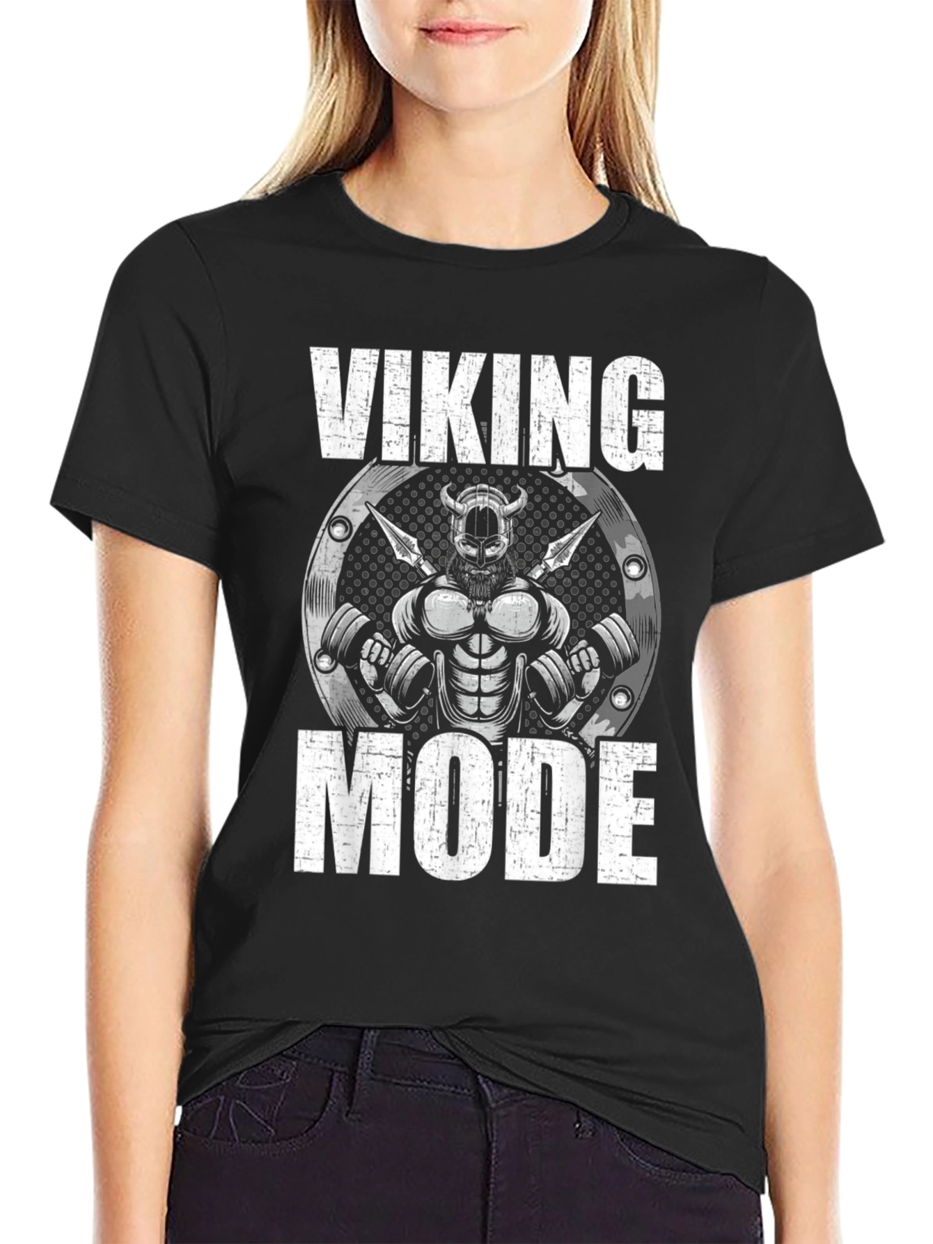 Viking Mode Black Graphic T-Shirt - Gym & Fitness
