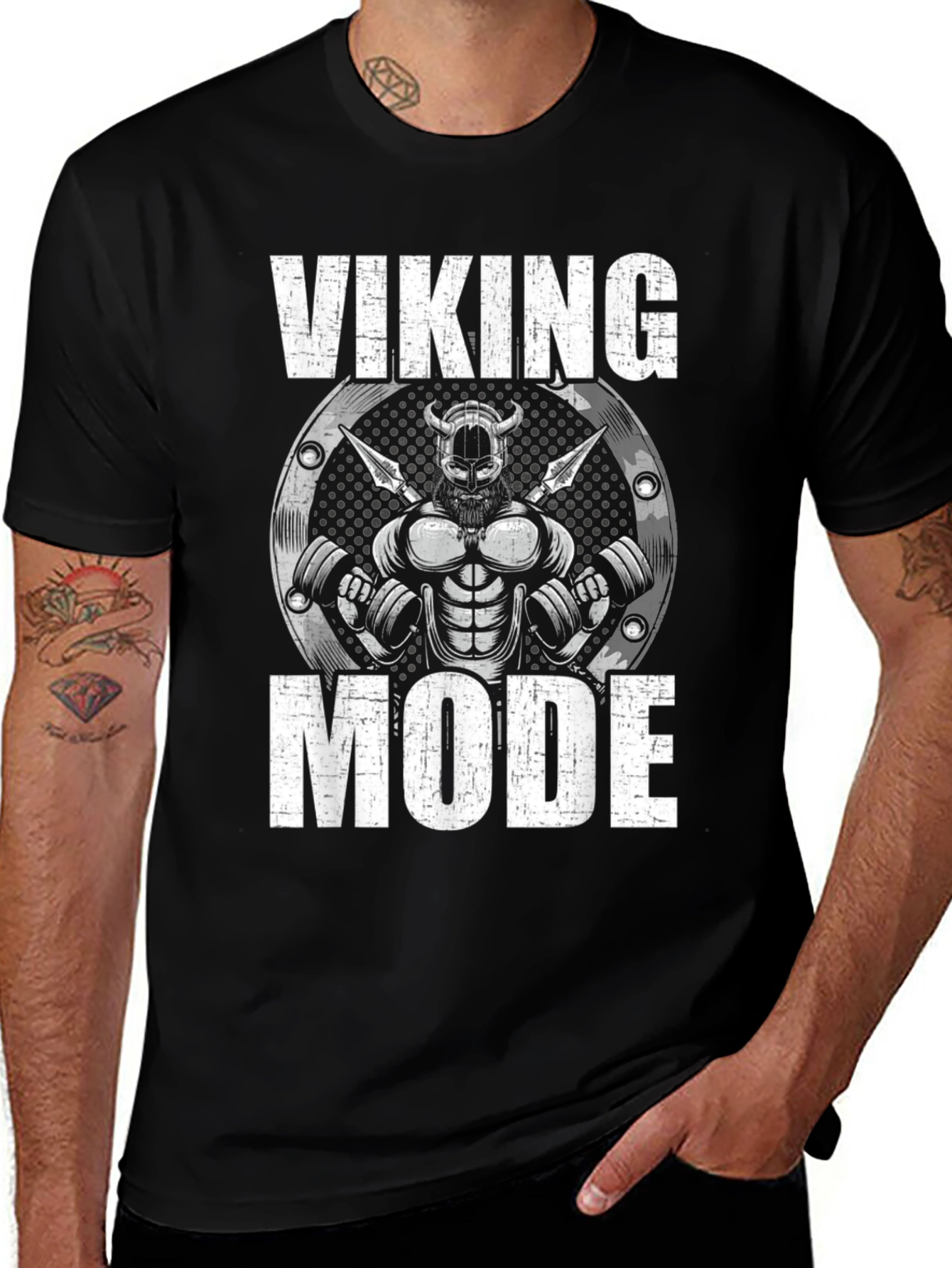 Viking Mode Black Graphic T-Shirt - Gym & Fitness